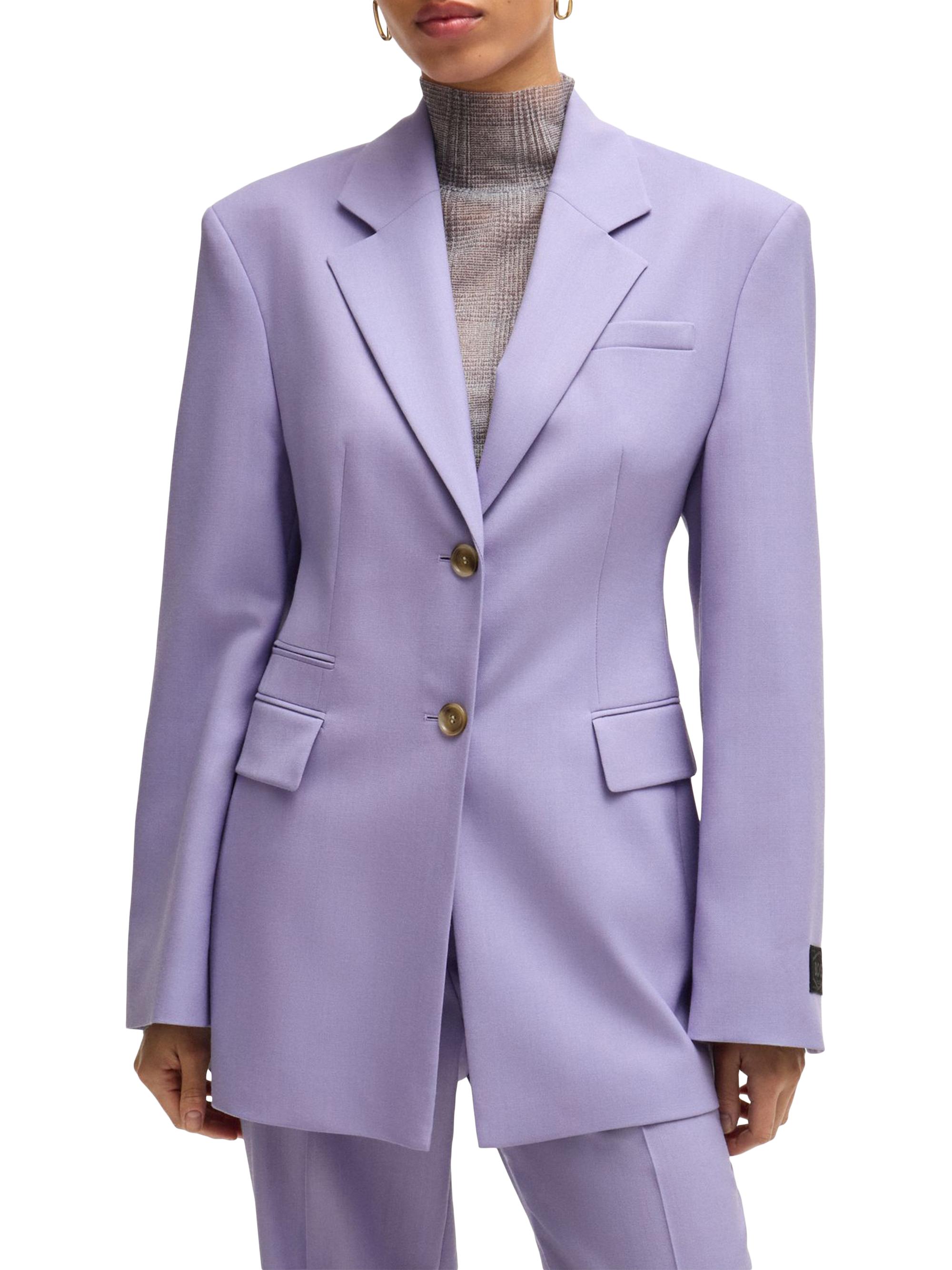 BOSS Women's Slim Fit Jacket in Wool Twill - Purple