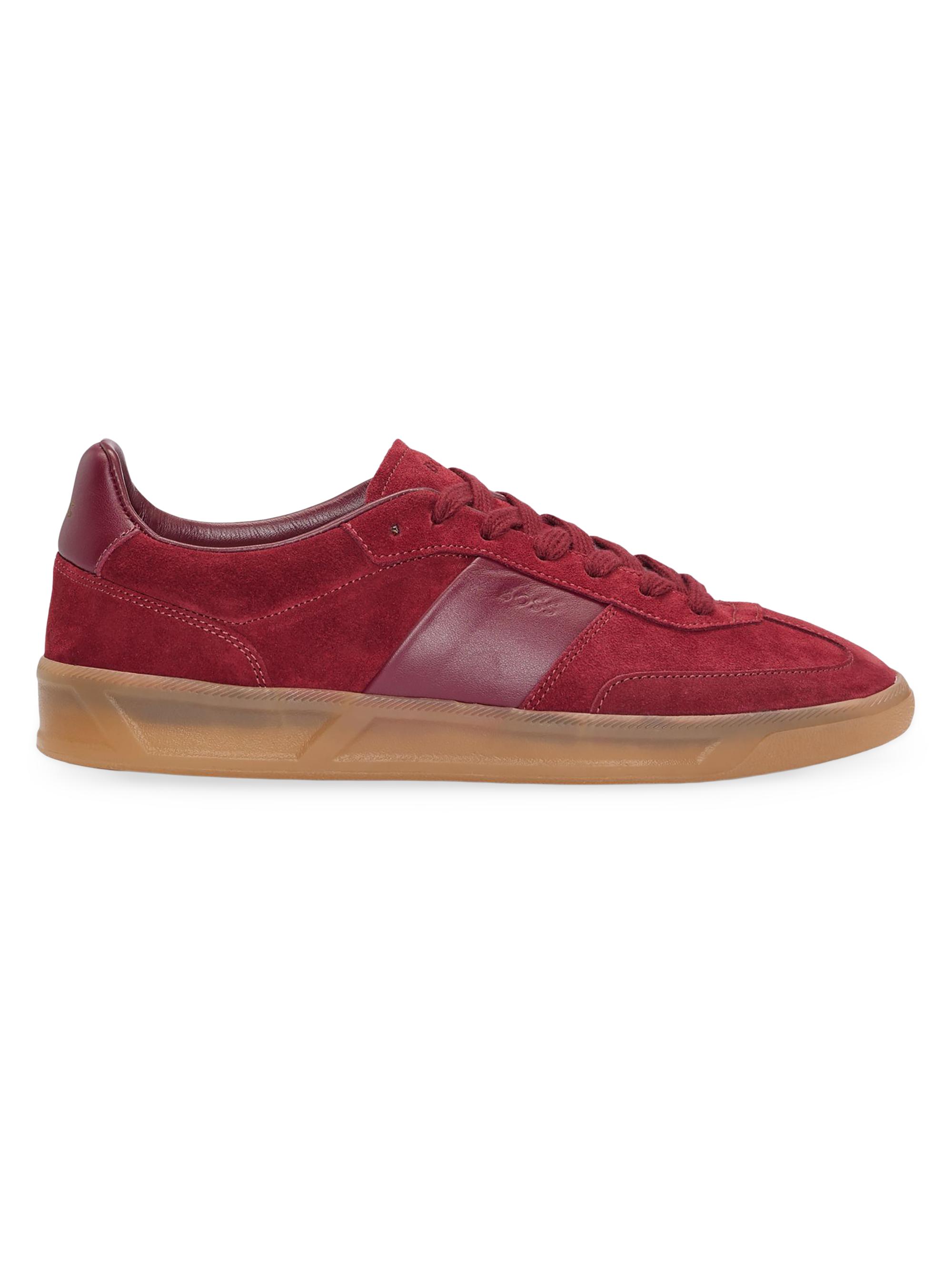 BOSS Women's Low Top Trainers in Leather and Suede - Dark Red