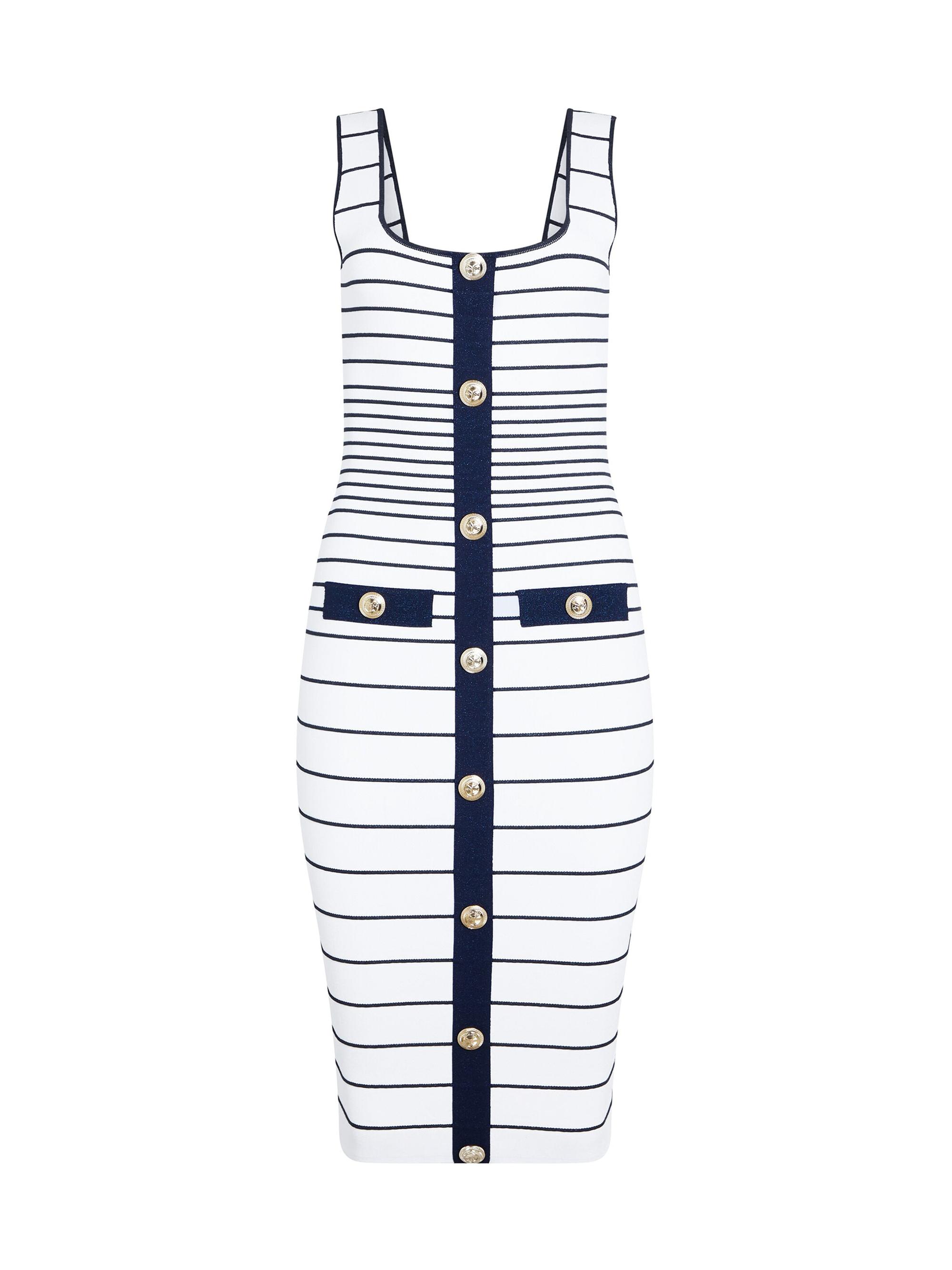 Retrofête Women's Lyle Dress - White Metallic Navy