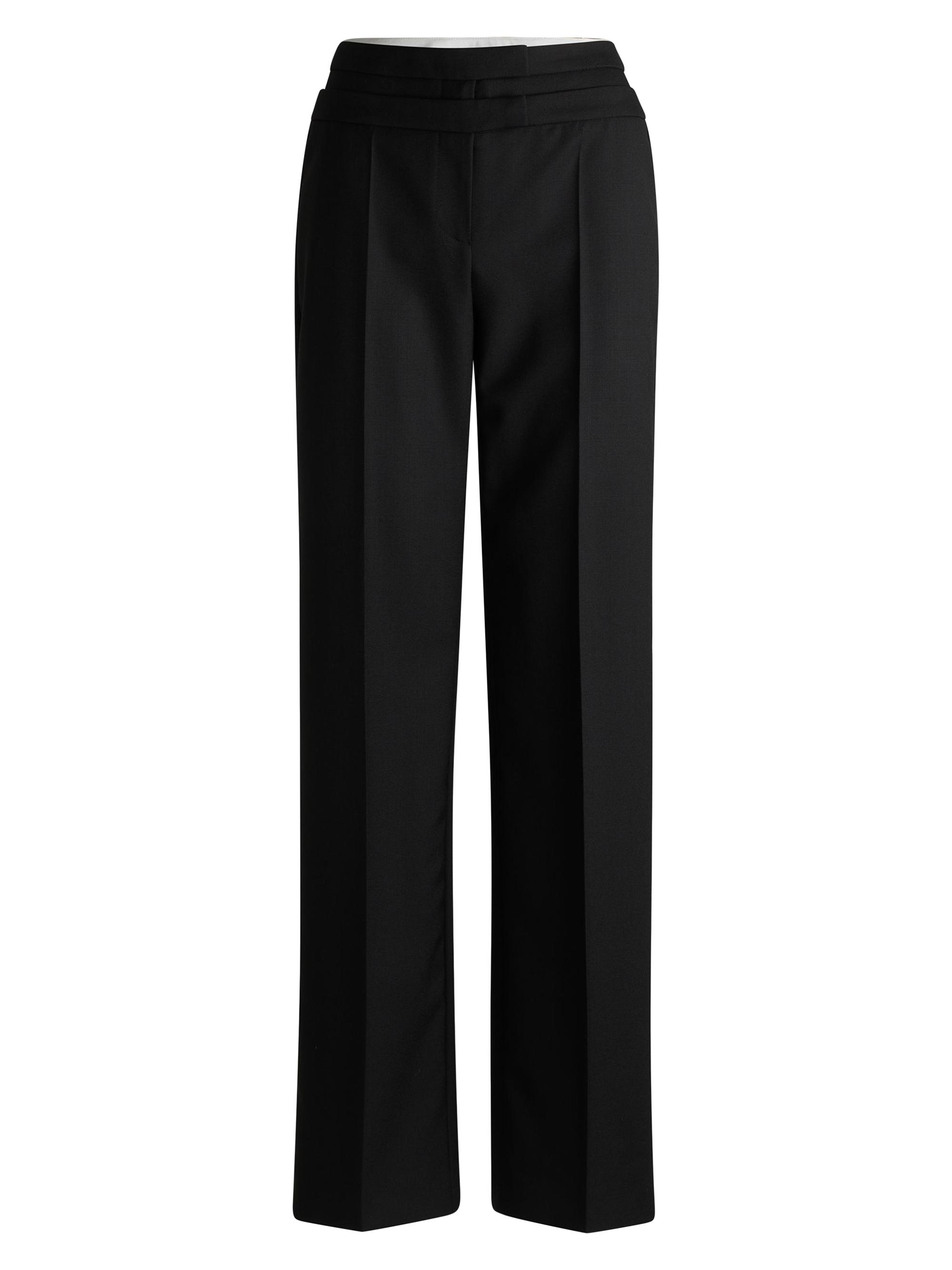 BOSS Women's Regular Fit Trousers in Virgin Wool Twill - Black