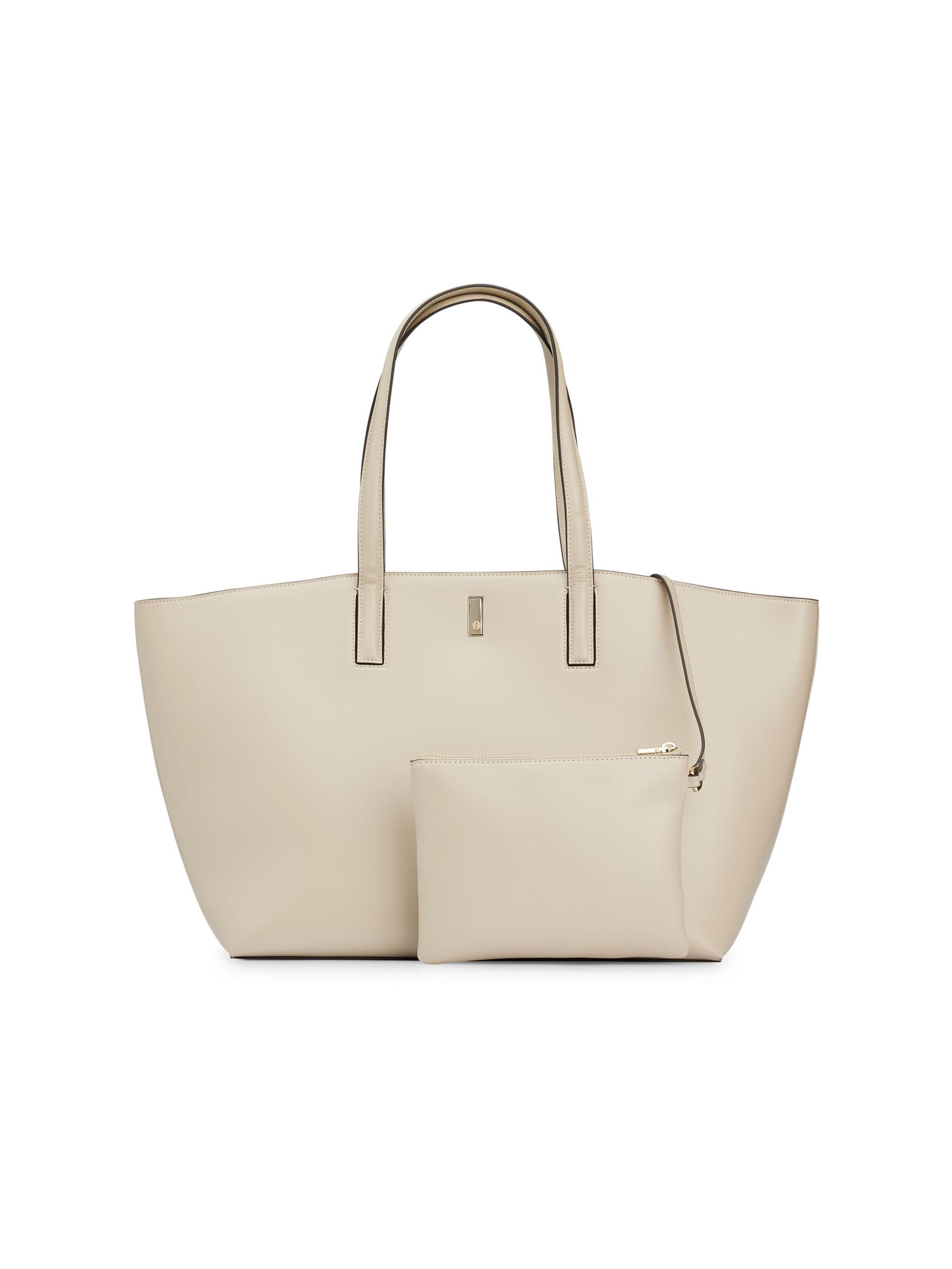 BOSS Women's Leather Shopper Bag with Signature Hardware - Blue