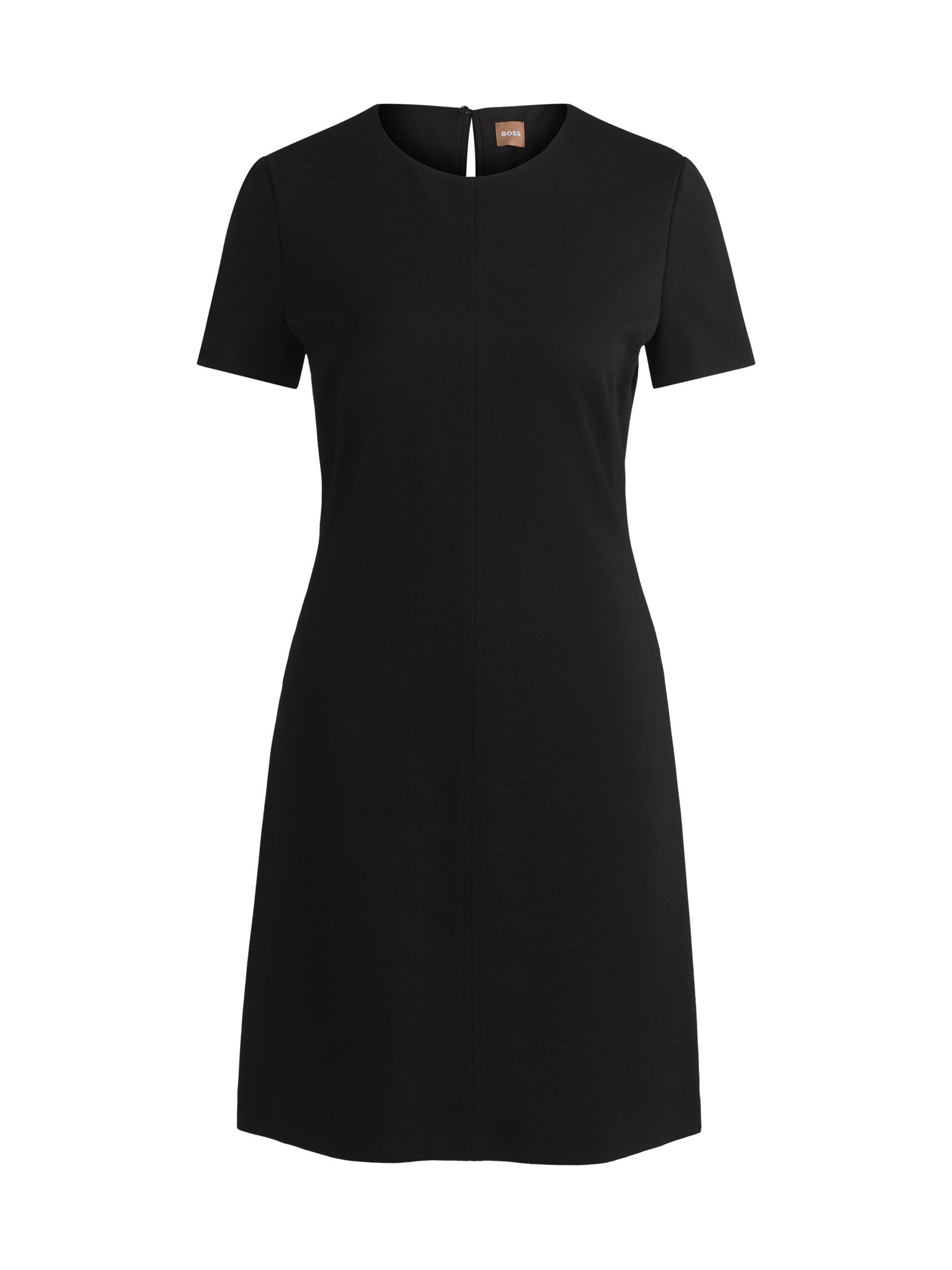 BOSS Women's Slim Fit Crewneck Dress in Stretch Fabric - Black