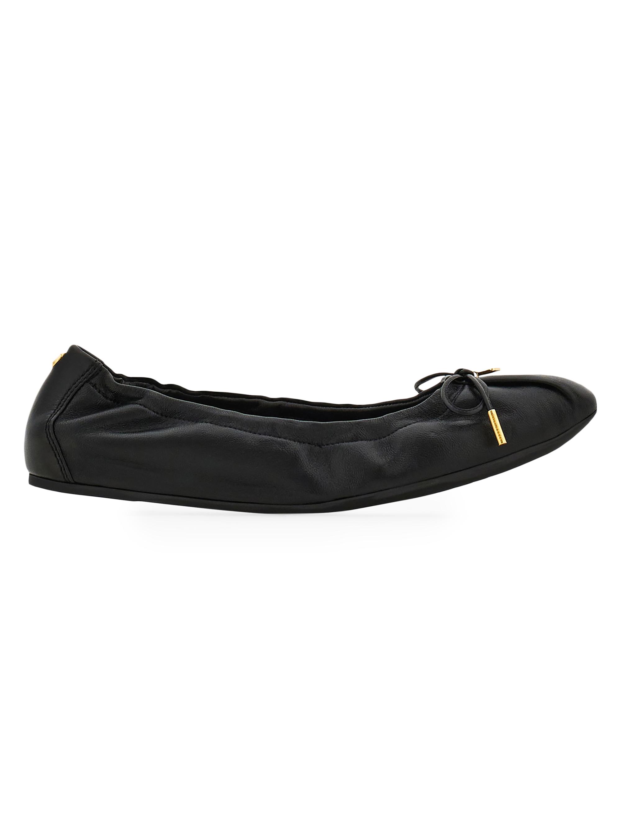 FERRAGAMO Women's Joelle Gathered Leather Ballet Flats - Nero