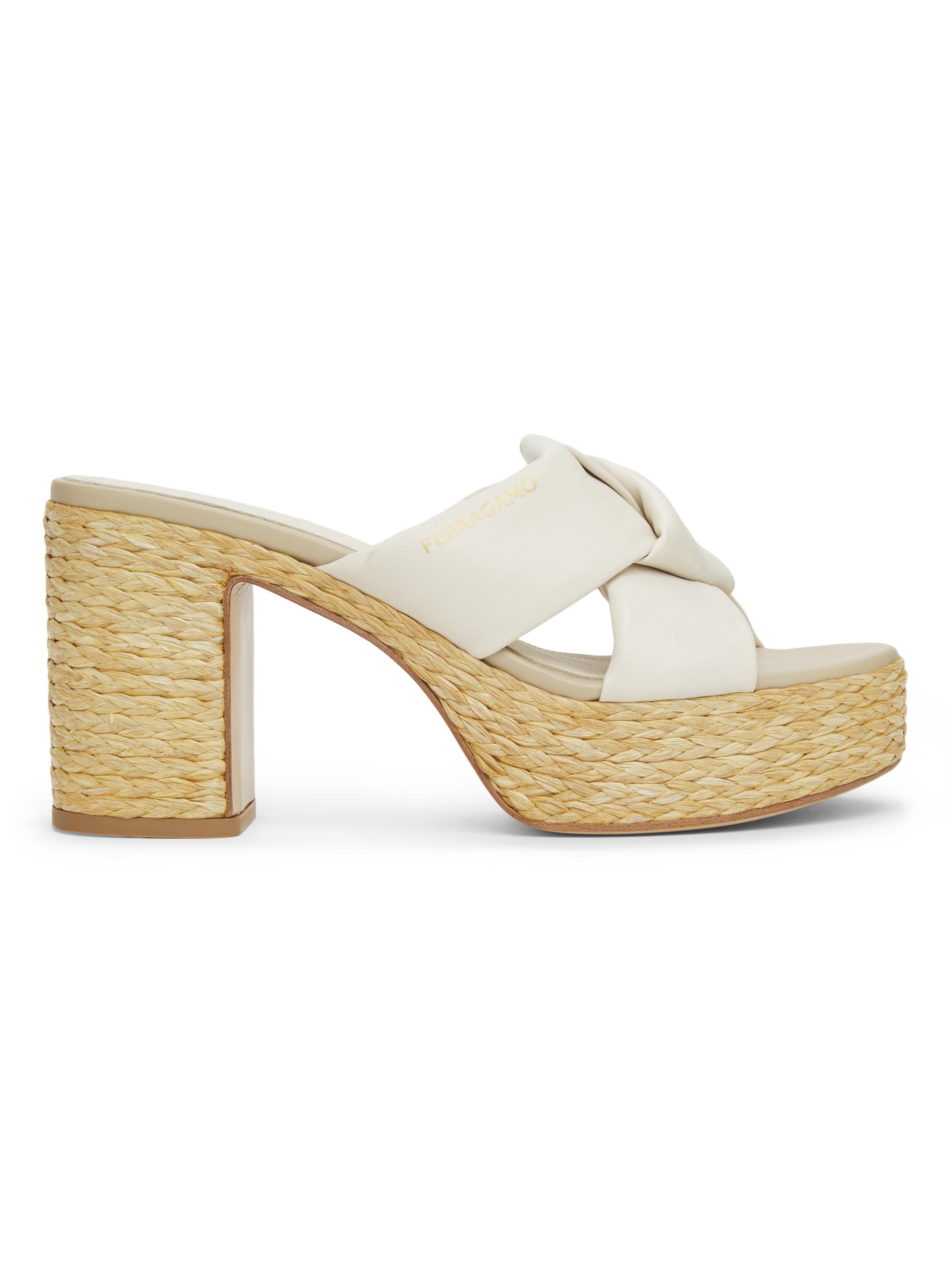FERRAGAMO Women's Douce 85MM Leather Pump Sandals - Mascarpone