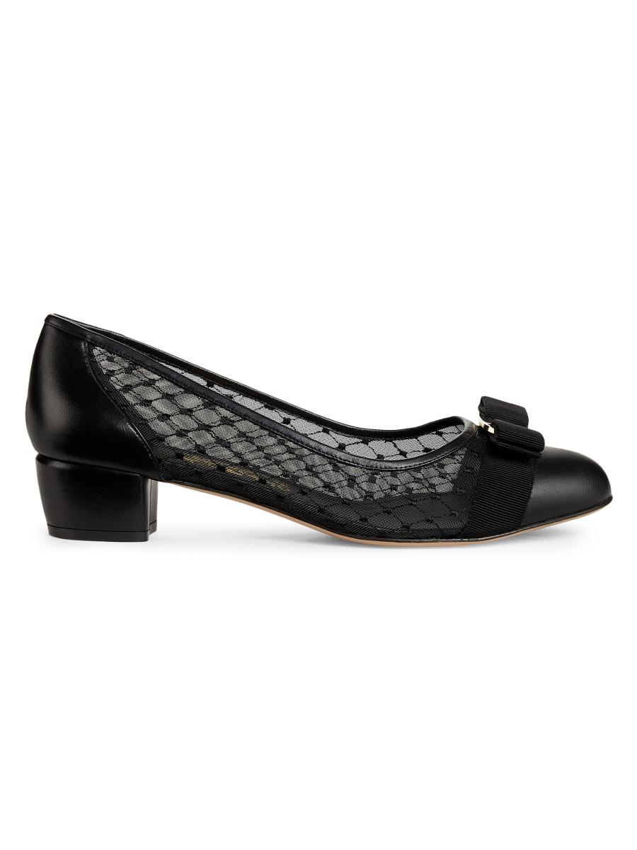 FERRAGAMO Vara Mesh 25MM Leather Pumps | Saks Fifth Avenue