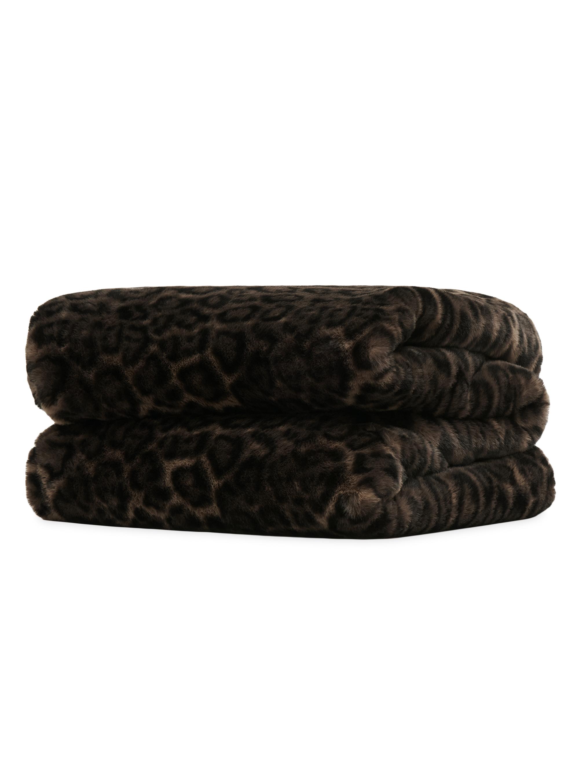 Apparis Brady Leopard Faux-Fur Blanket - Dark Leopard