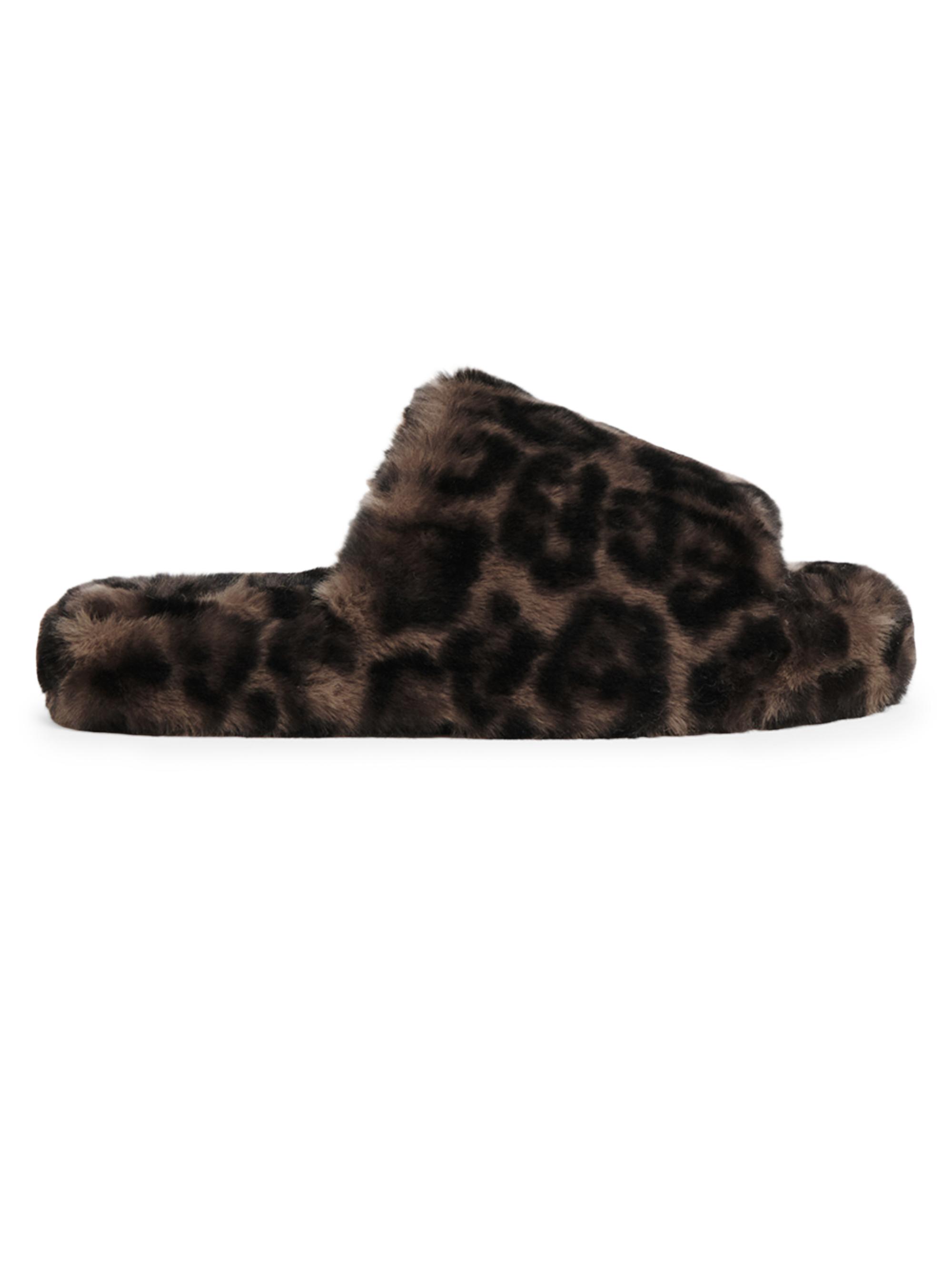 Apparis Women's Dillon Leopard Faux Fur Slides - Dark Leopard