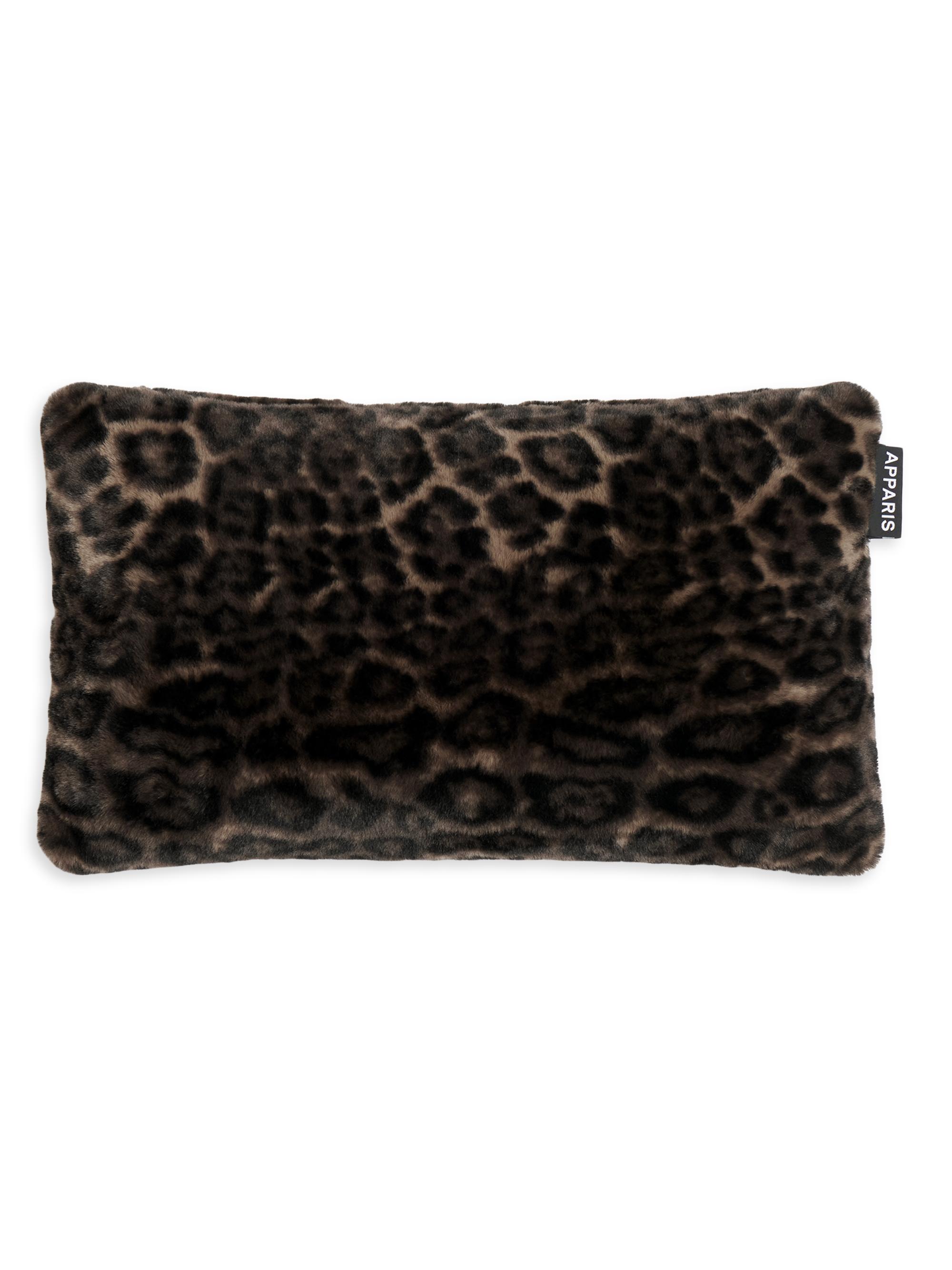 Apparis Cicly Leopard Faux-Fur Pillow - Dark Leopard