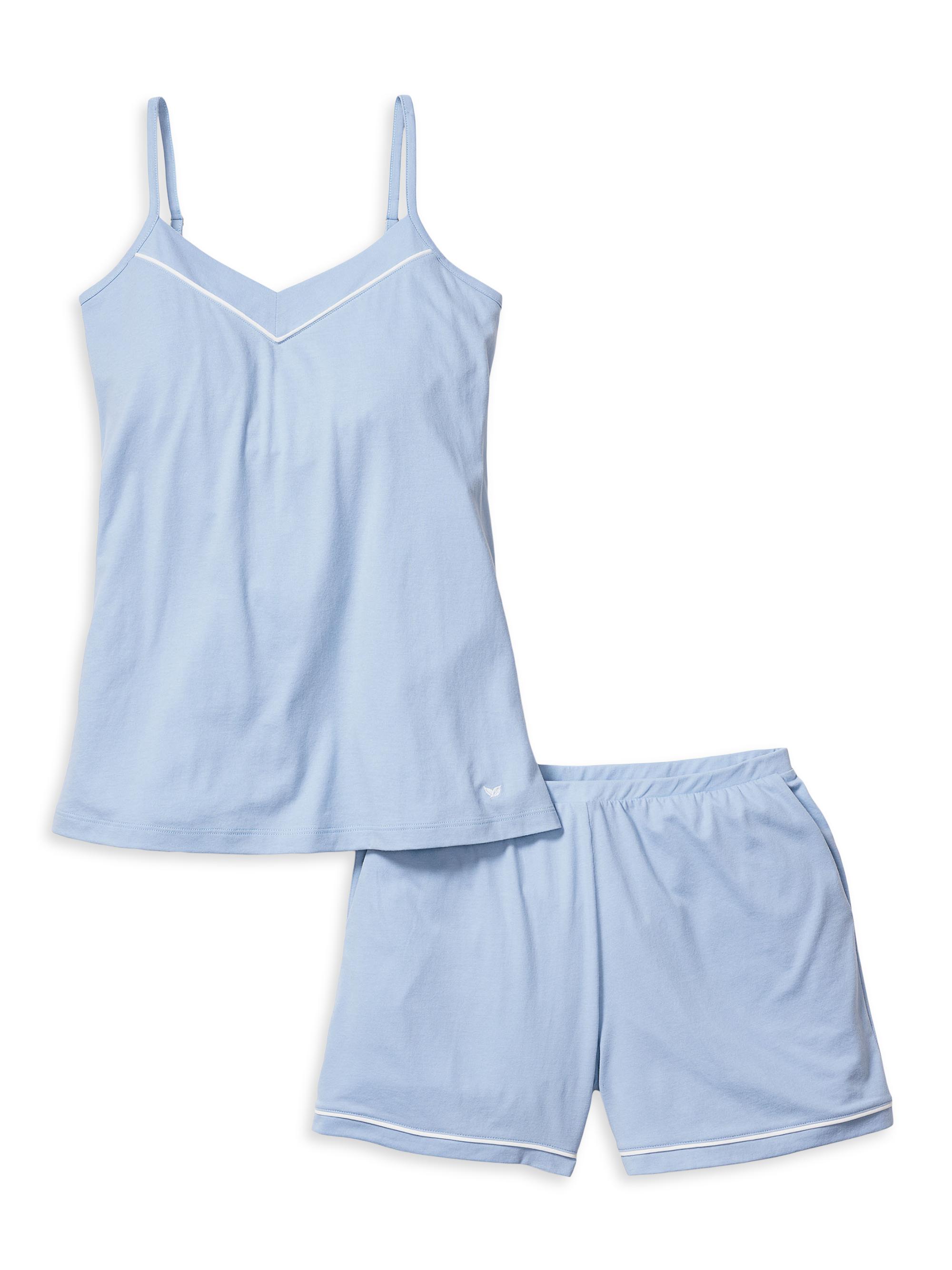 Petite Plume 2-Piece Luxe Pima Cotton Cami Shorts Set - Blue