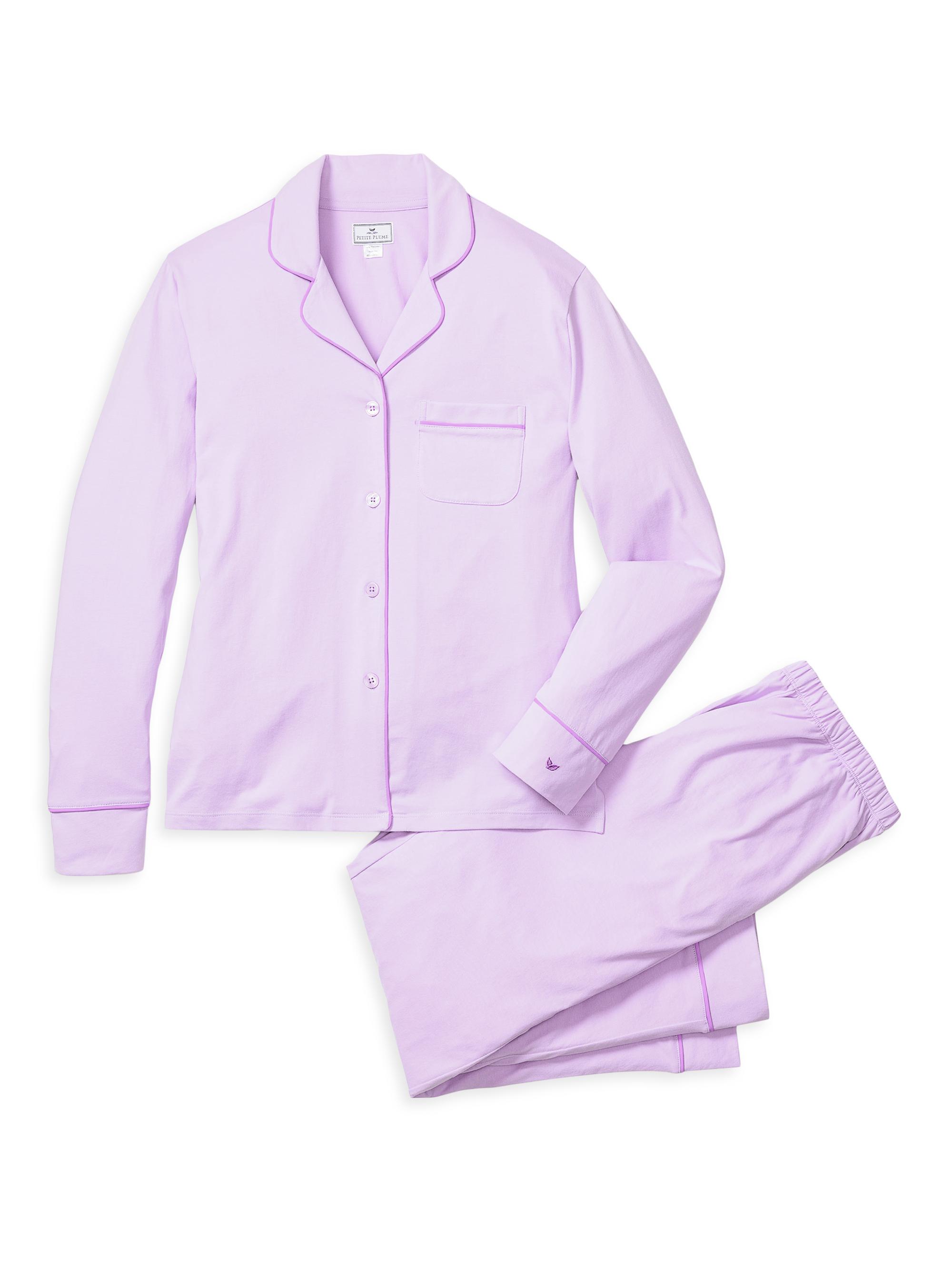 Petite Plume 2-Piece Luxe Pima Cotton Pajamas Set - Purple