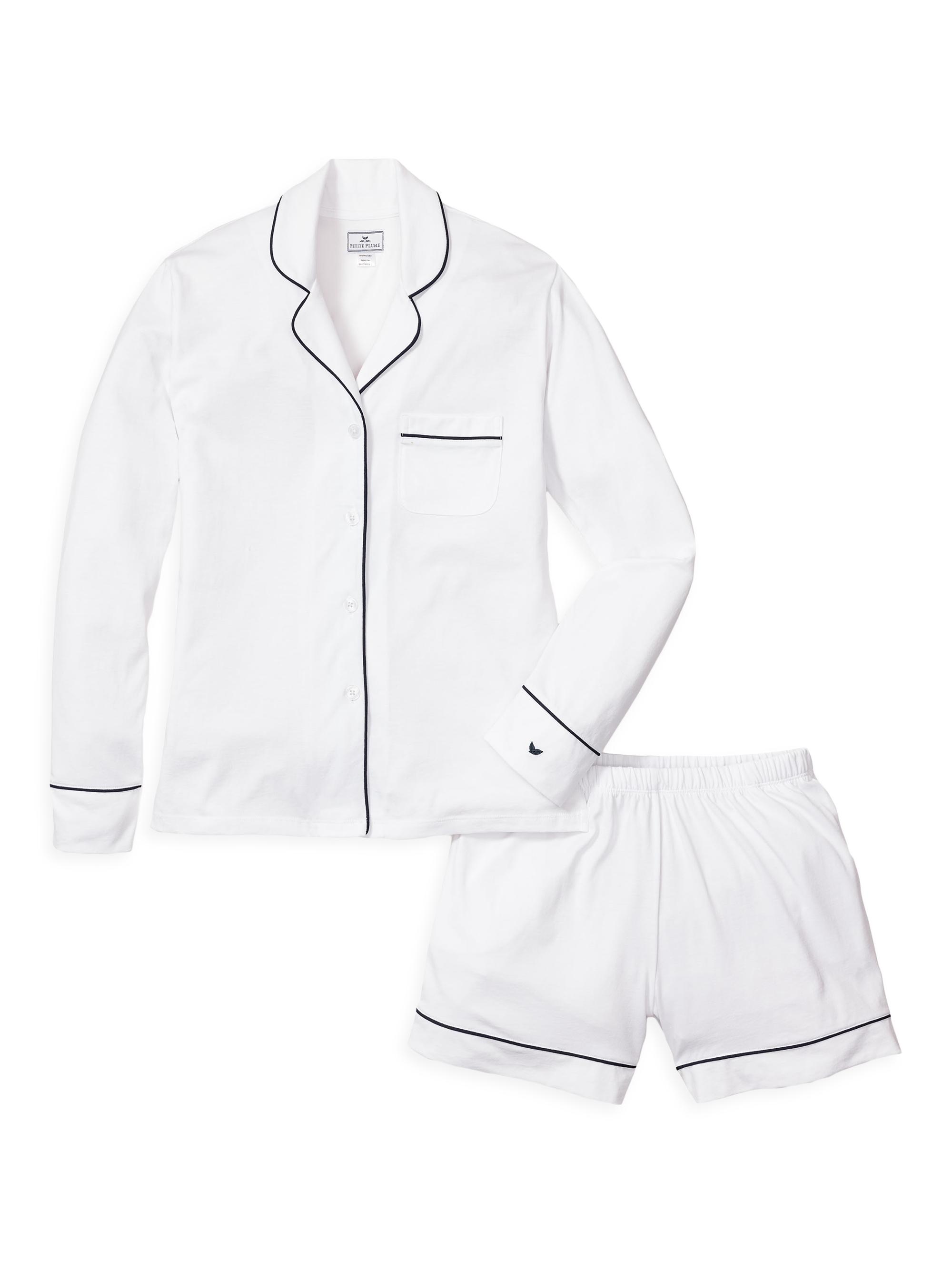 Petite Plume 2-Piece Luxe Pima Cotton Pajama Shorts Set - White