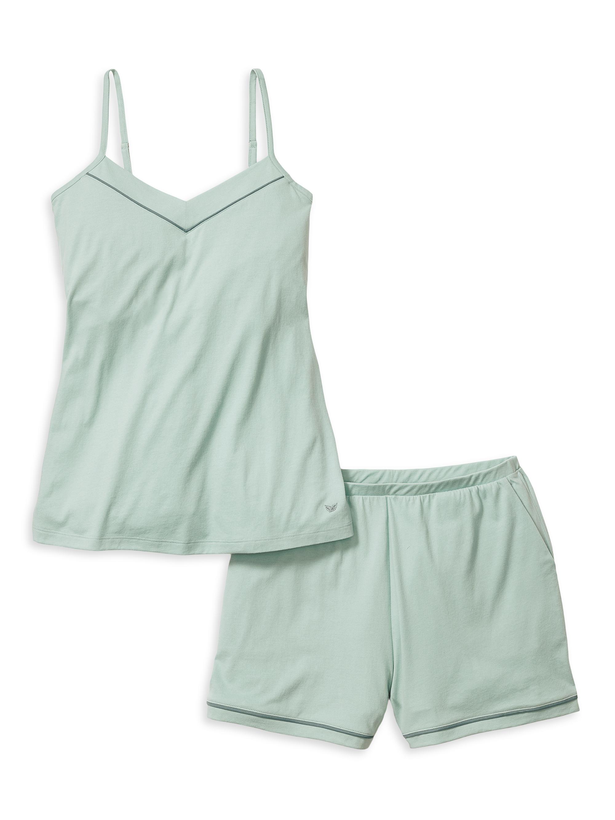 Petite Plume 2-Piece Luxe Pima Cotton Cami Shorts Set - Green