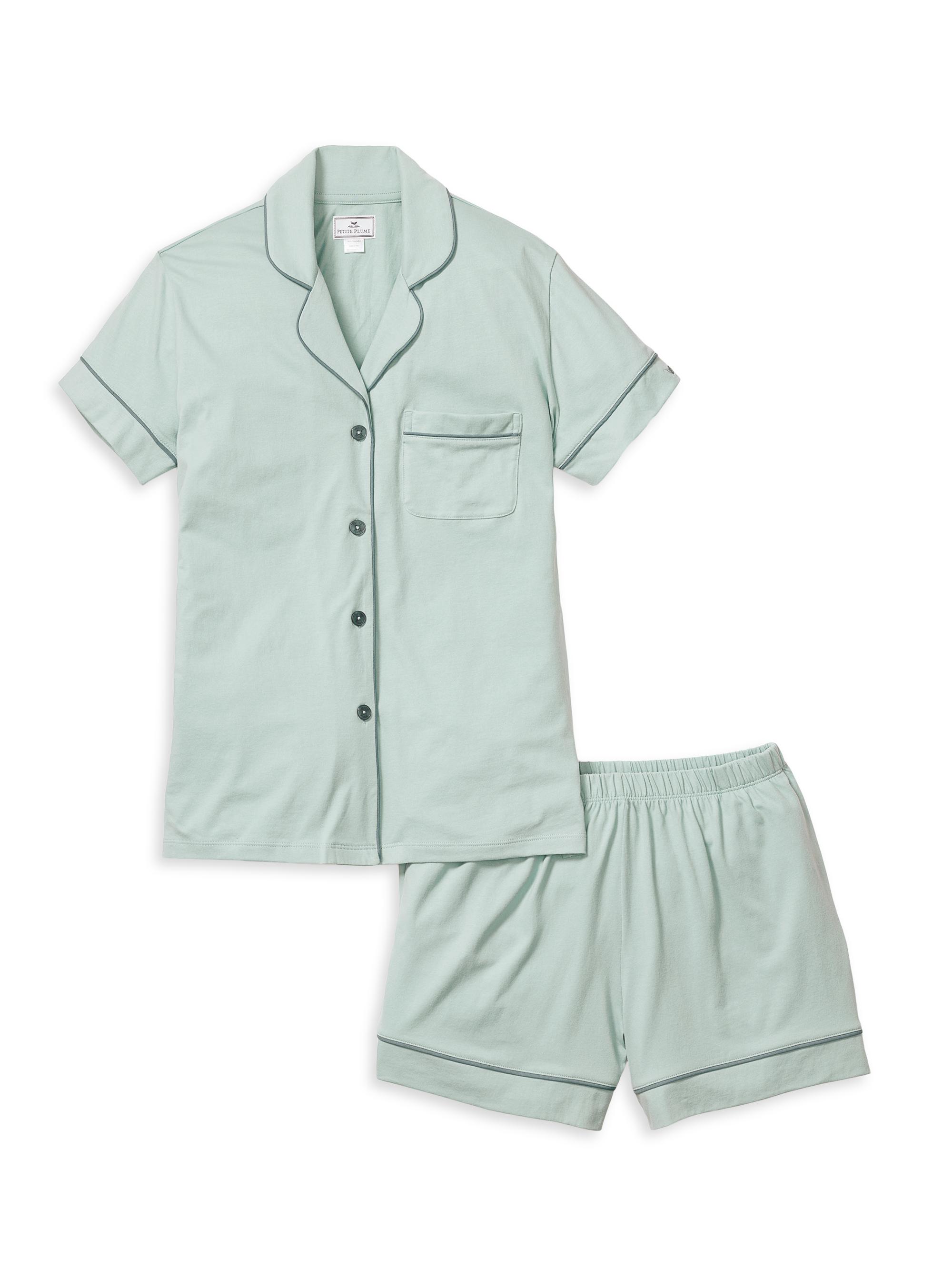 Petite Plume 2-Piece Luxe Pima Cotton Pajama Shorts Set - Green