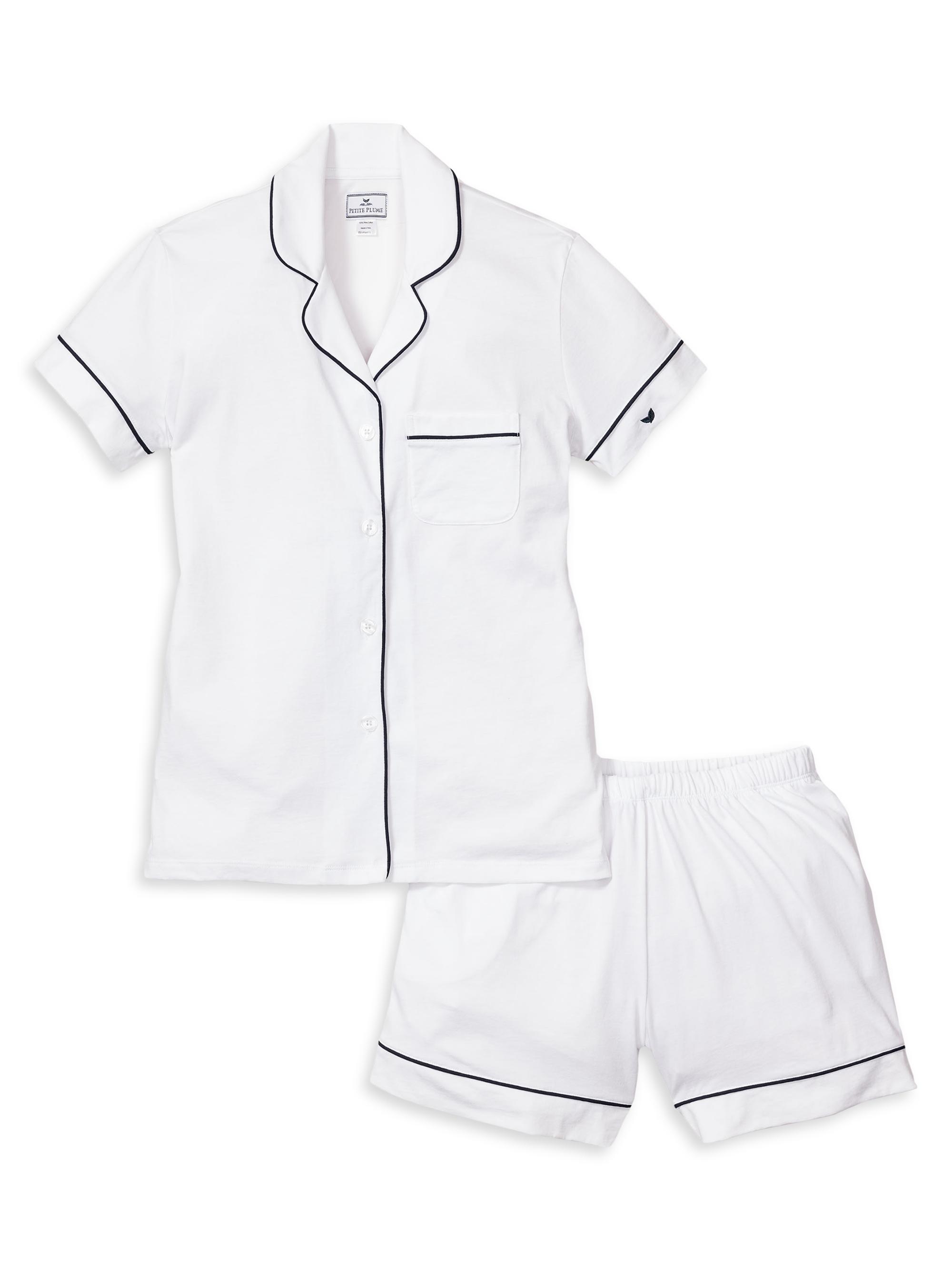 Petite Plume 2-Piece Luxe Pima Cotton Pajama Shorts Set - White
