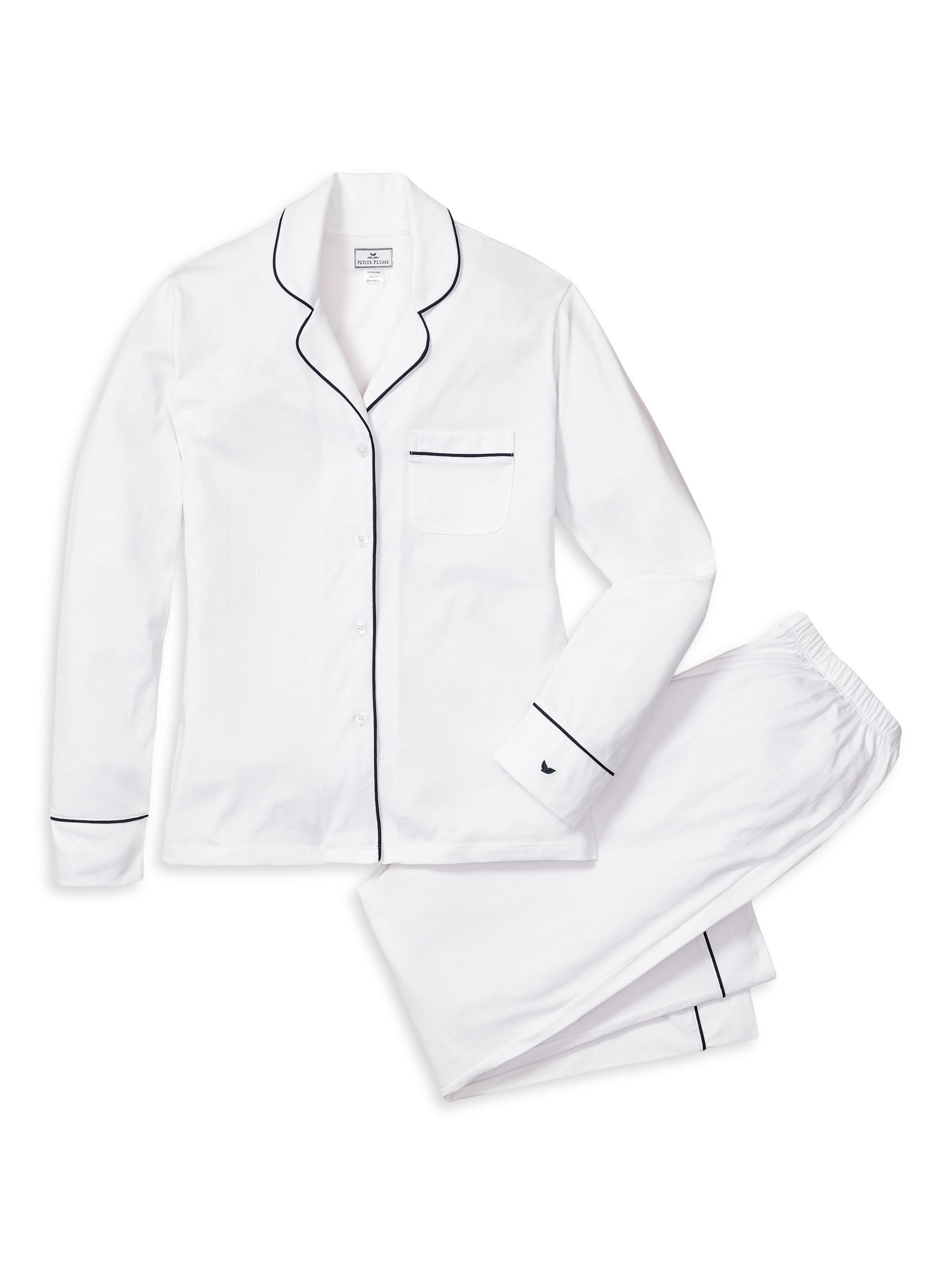 Petite Plume 2-Piece Luxe Pima Cotton Pajama Set - White