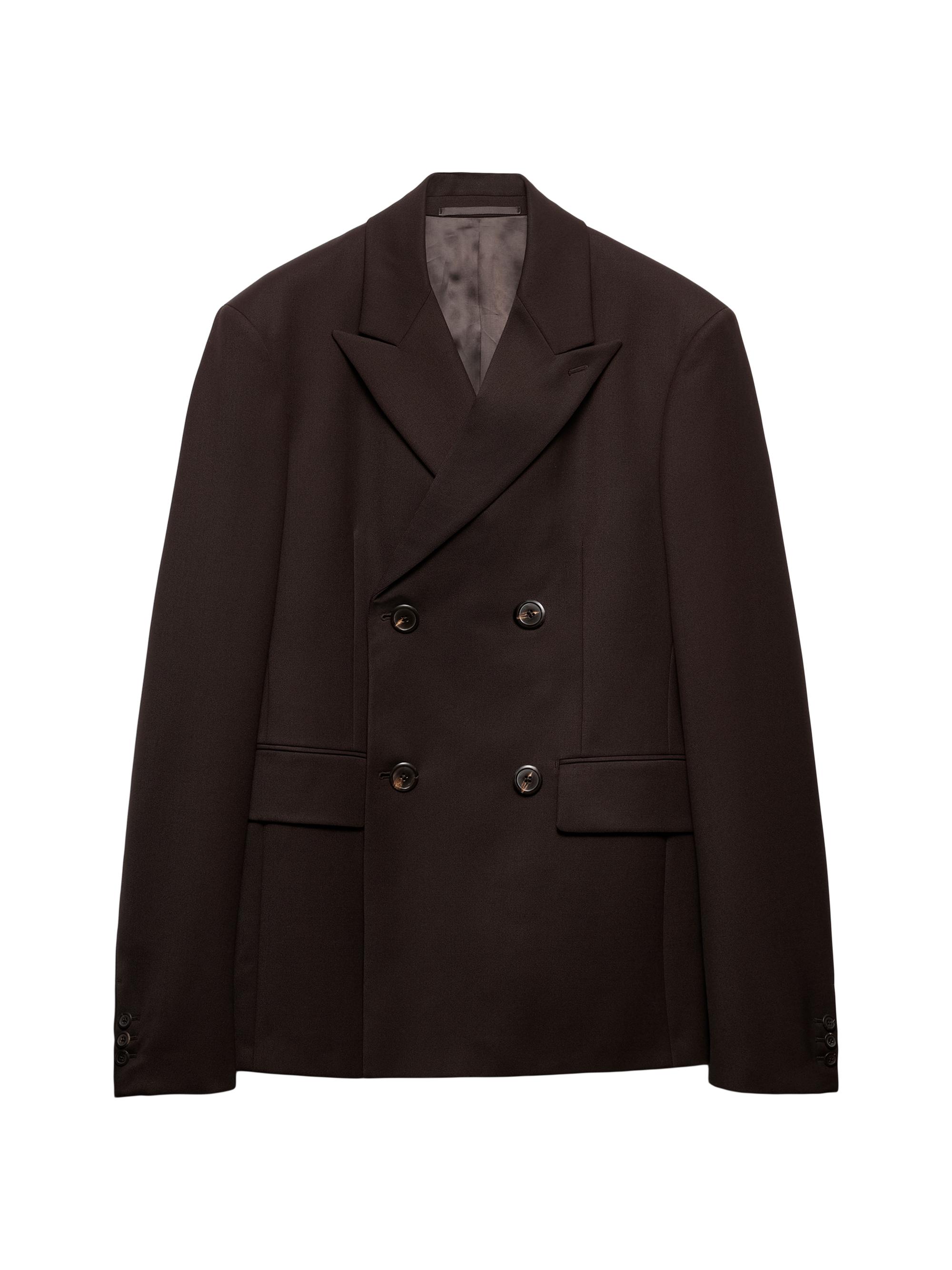 Prada Men's Double-Breasted Wool Jacket - Brown