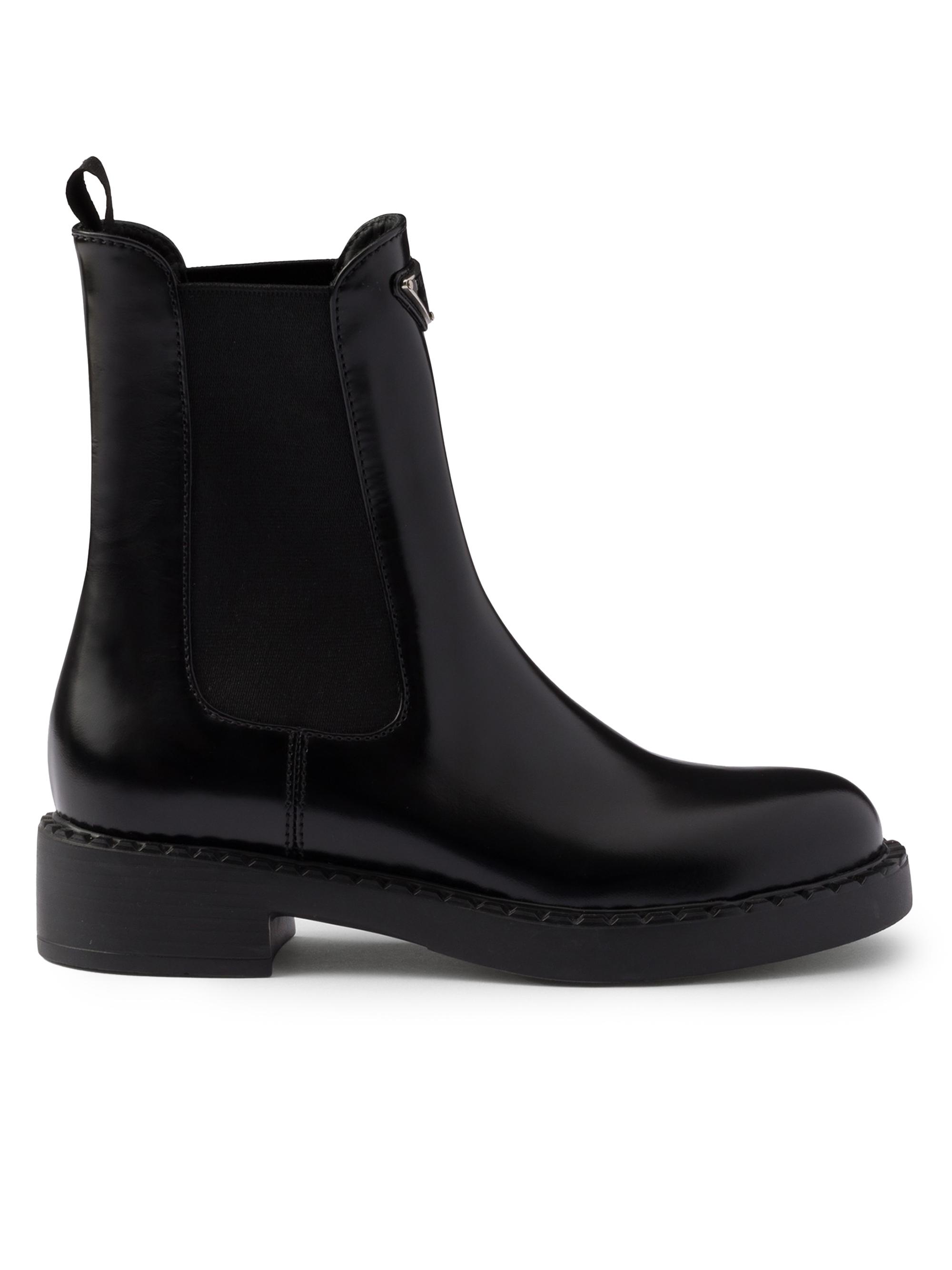 靴 PRADA Chelsea boots black Prada Brushed Calf Leather Chelsea Boots | Saks Fifth Avenue