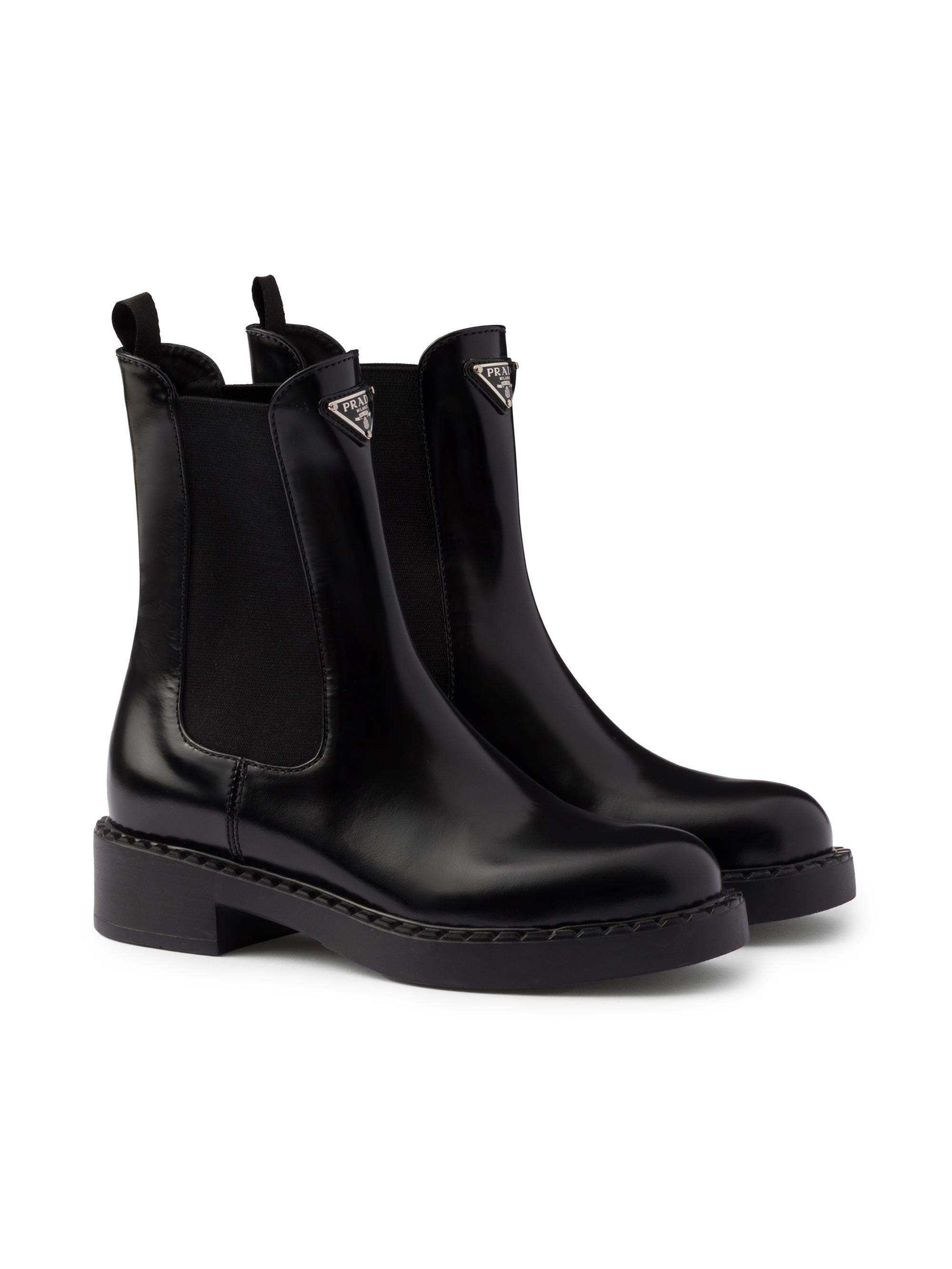 PRADA ブラックチェルシーブーツ38 Prada Brushed Calf Leather Chelsea Boots | Saks Fifth Avenue