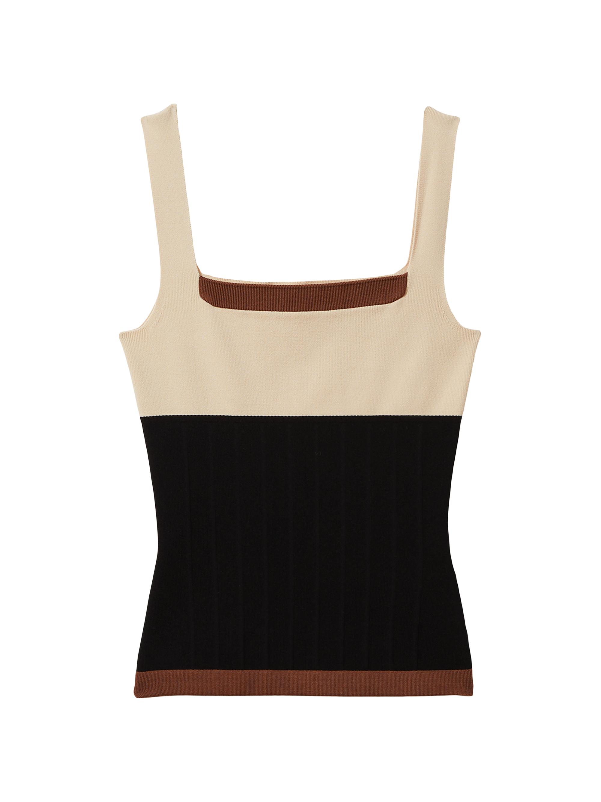 Reiss Women's Maki Colorblock Squareneck Tank Top - Beige Black
