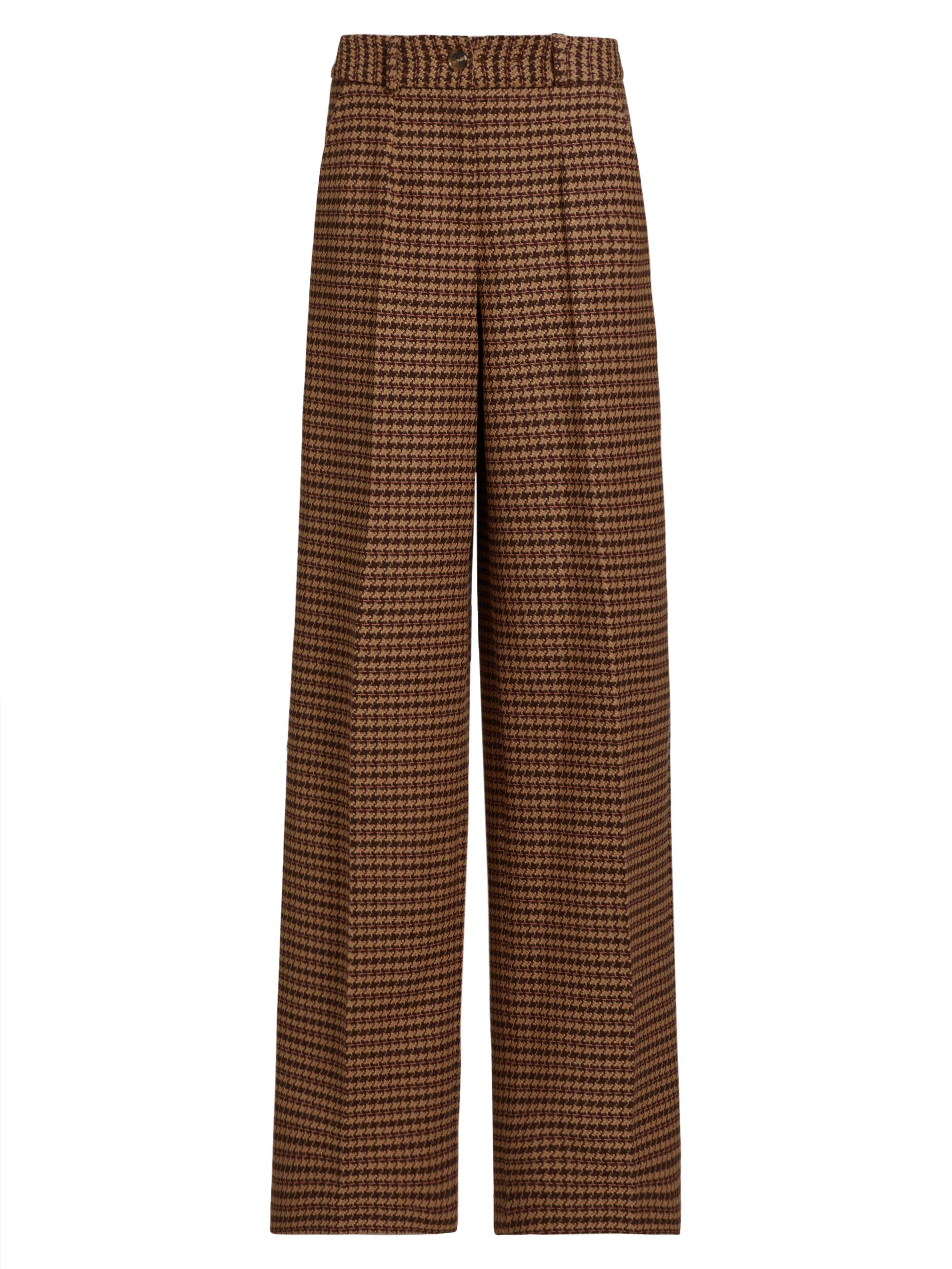 Sergio Hudson Women's Houndstooth Wool-Blend Trousers - Camel Houndstooth