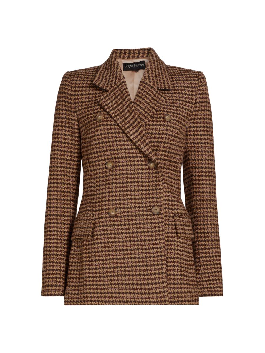 Sergio Hudson Houndstooth Double-Breasted Blazer | Saks