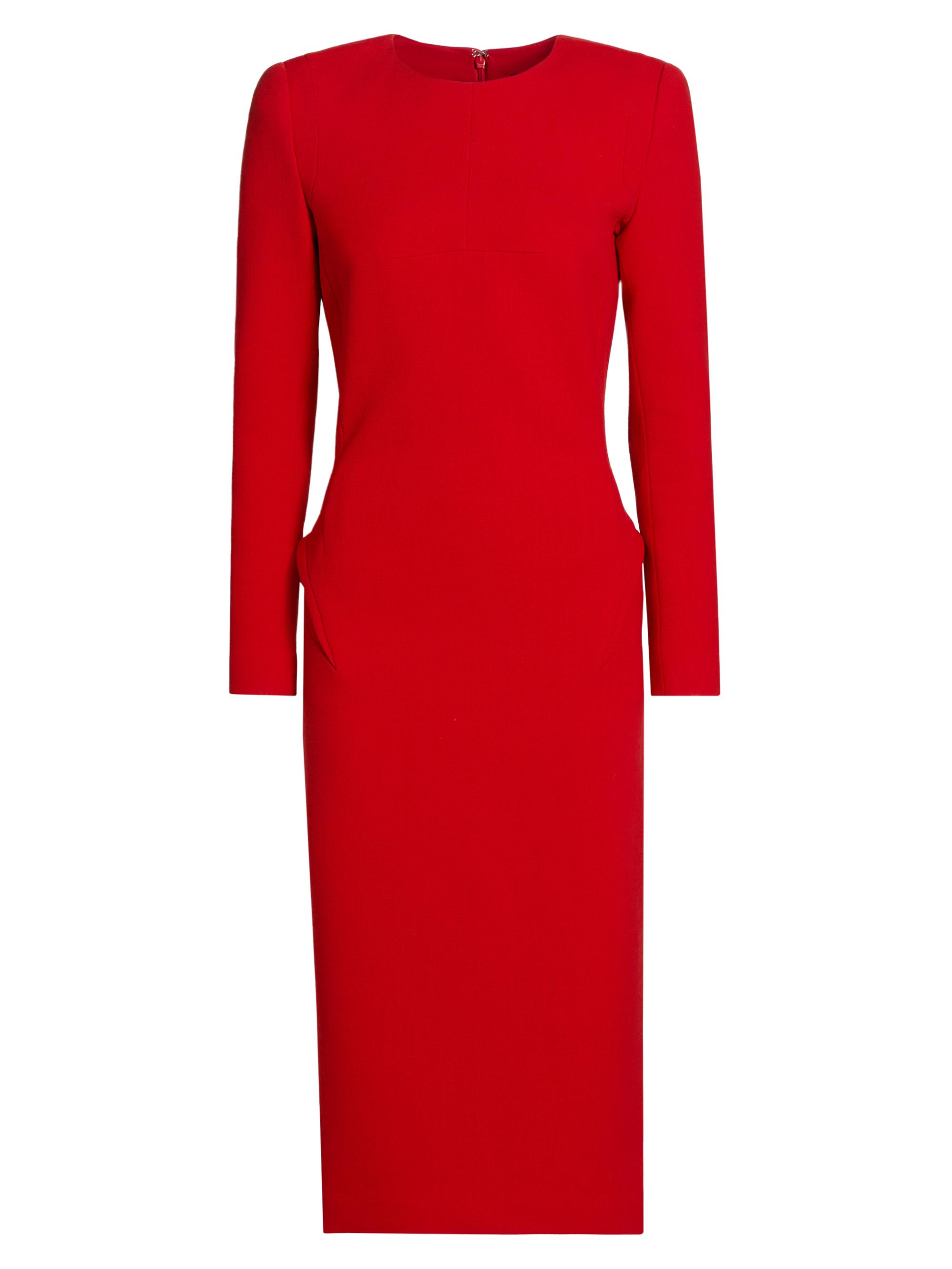 Sergio Hudson Women's Slim Pleated-Back Midi-Dress - Scarlet