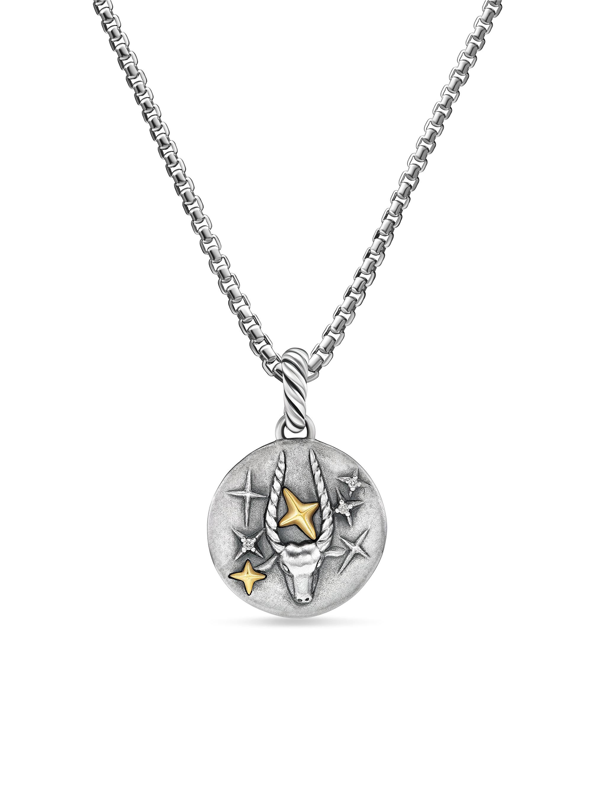 David Yurman Women's Amulet in Sterling Silver with 18K Yellow Gold and Diamonds, 19MM - Capricorn