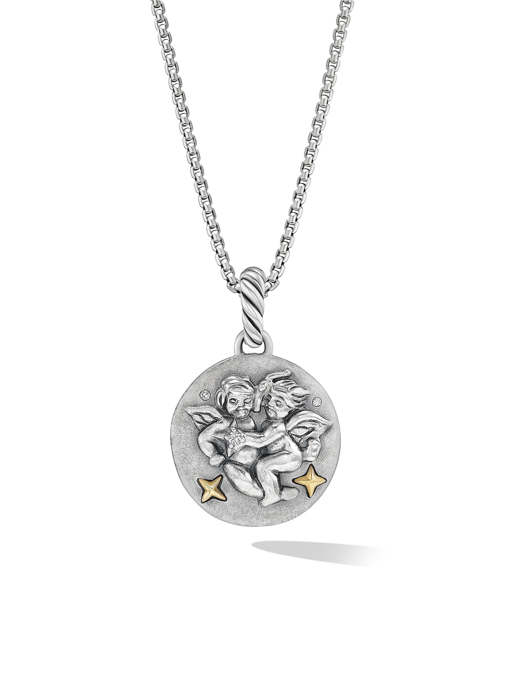 David Yurman Women's Amulet in Sterling Silver with 18K Yellow Gold and Diamonds, 19MM - Gemini