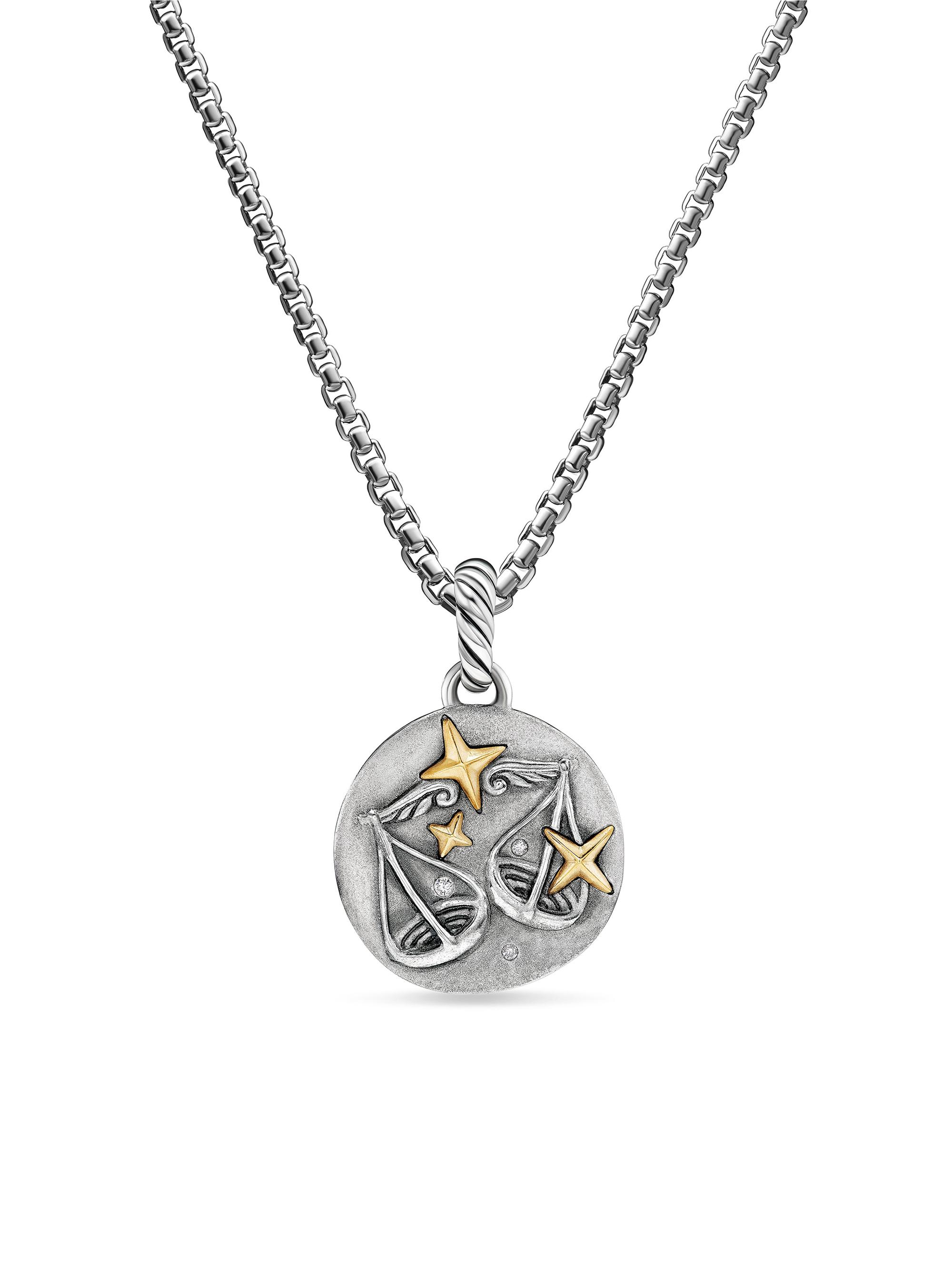 David Yurman Women's Amulet in Sterling Silver with 18K Yellow Gold and Diamonds, 19MM - Libra