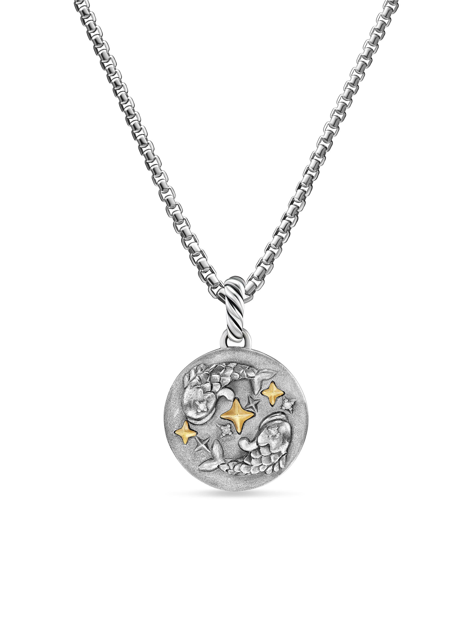 David Yurman Women's Amulet in Sterling Silver with 18K Yellow Gold and Diamonds, 19MM - Pisces