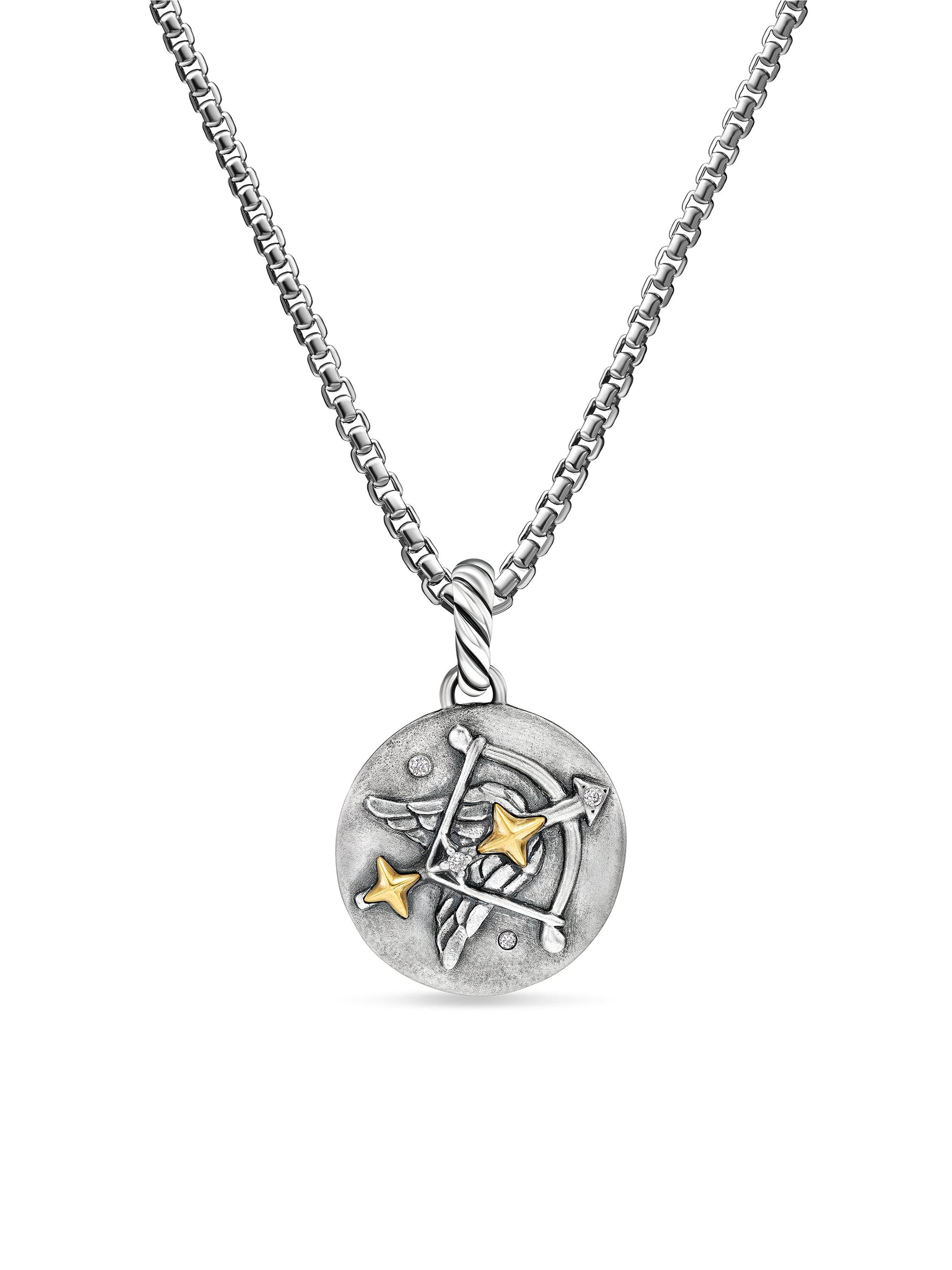 David Yurman Women's Amulet in Sterling Silver with 18K Yellow Gold and Diamonds, 19MM - Sagittarius