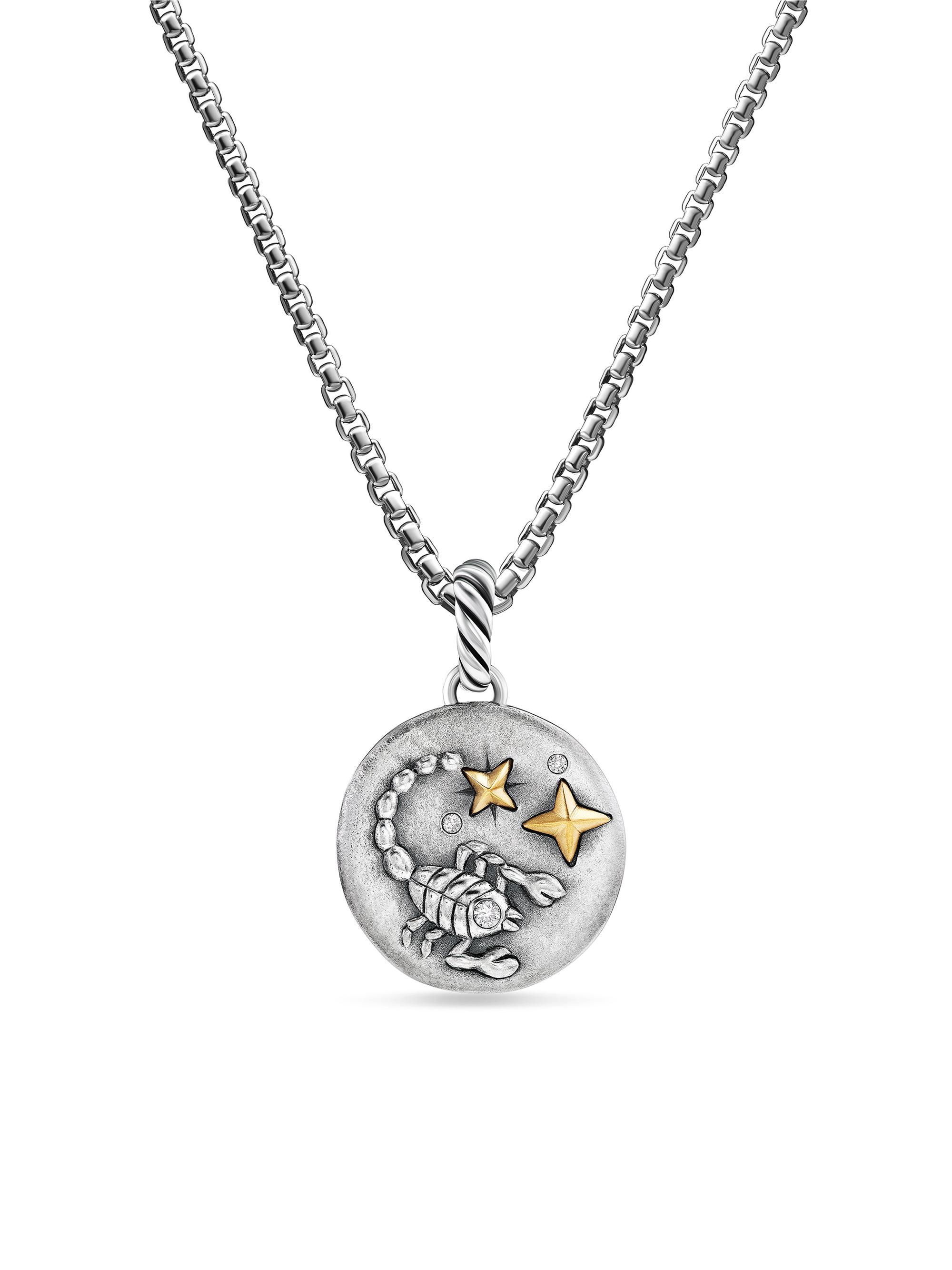 David Yurman Women's Amulet in Sterling Silver with 18K Yellow Gold and Diamonds, 19MM - Scorpio
