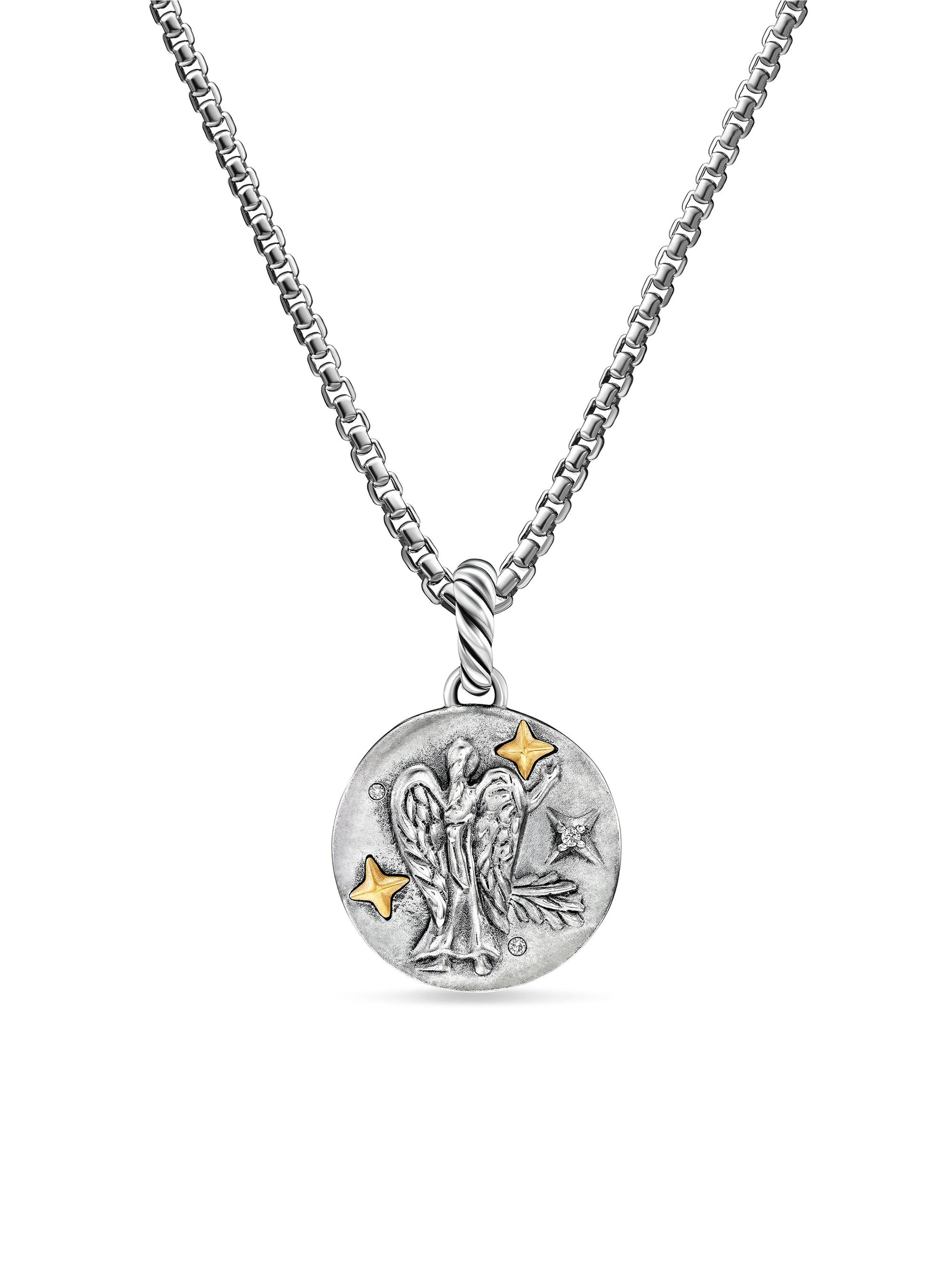 David Yurman Women's Amulet in Sterling Silver with 18K Yellow Gold and Diamonds, 19MM - Virgo