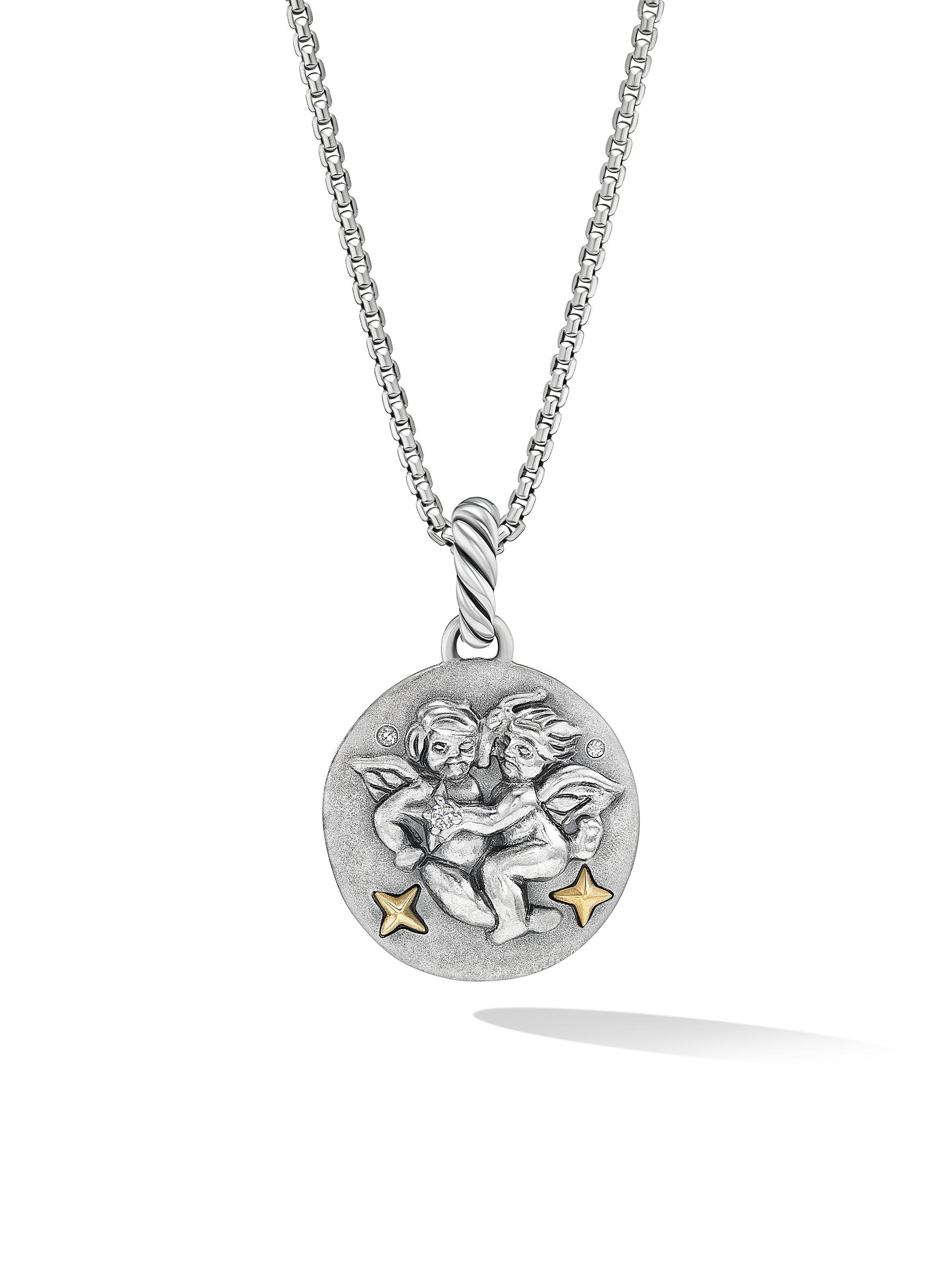 David Yurman Women's Gemini Amulet in Sterling Silver with 18K Yellow Gold and Diamonds, 19MM - Silver