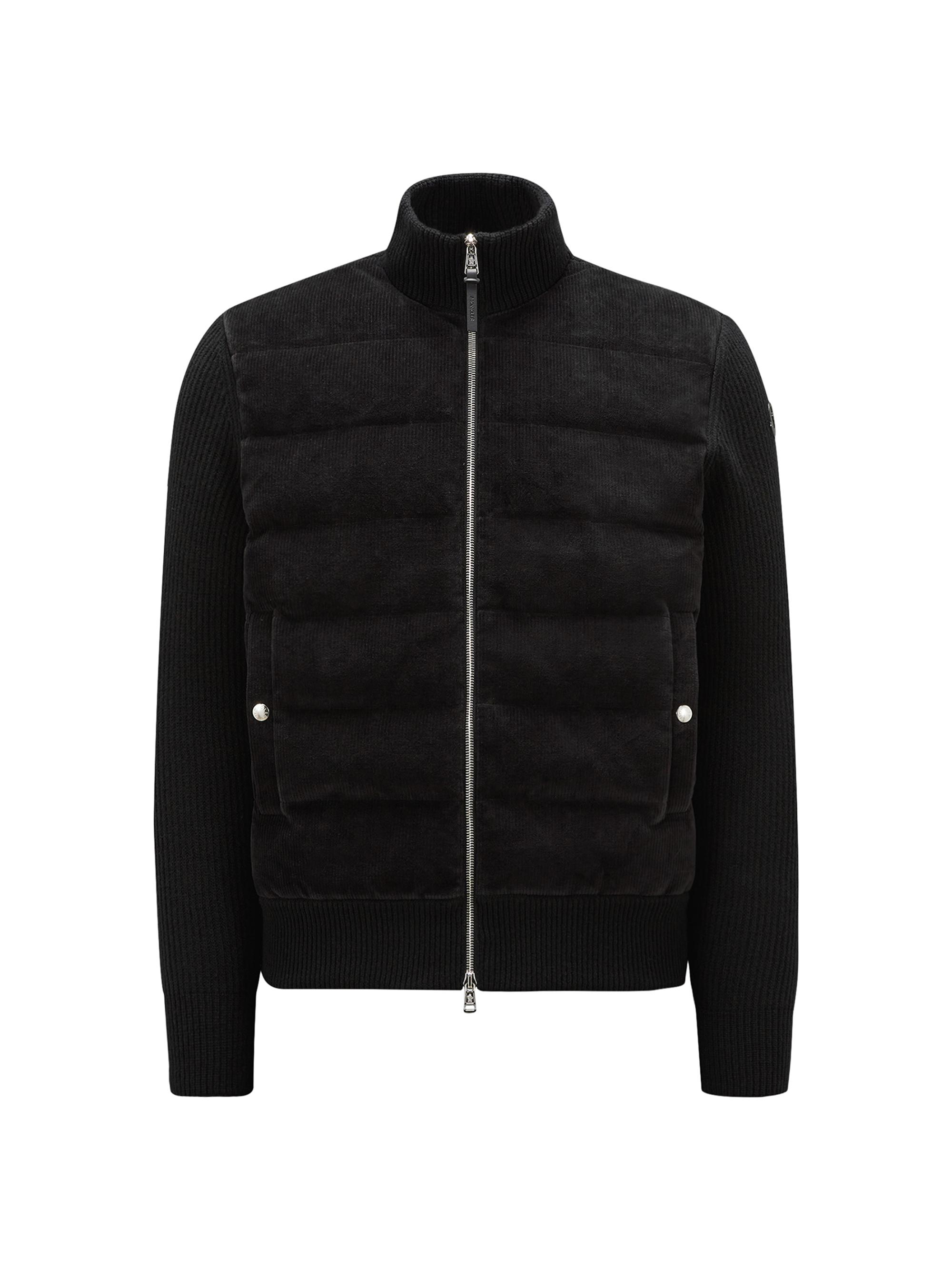 Moncler Men's Padded Wool and Velvet Down Cardigan - Black