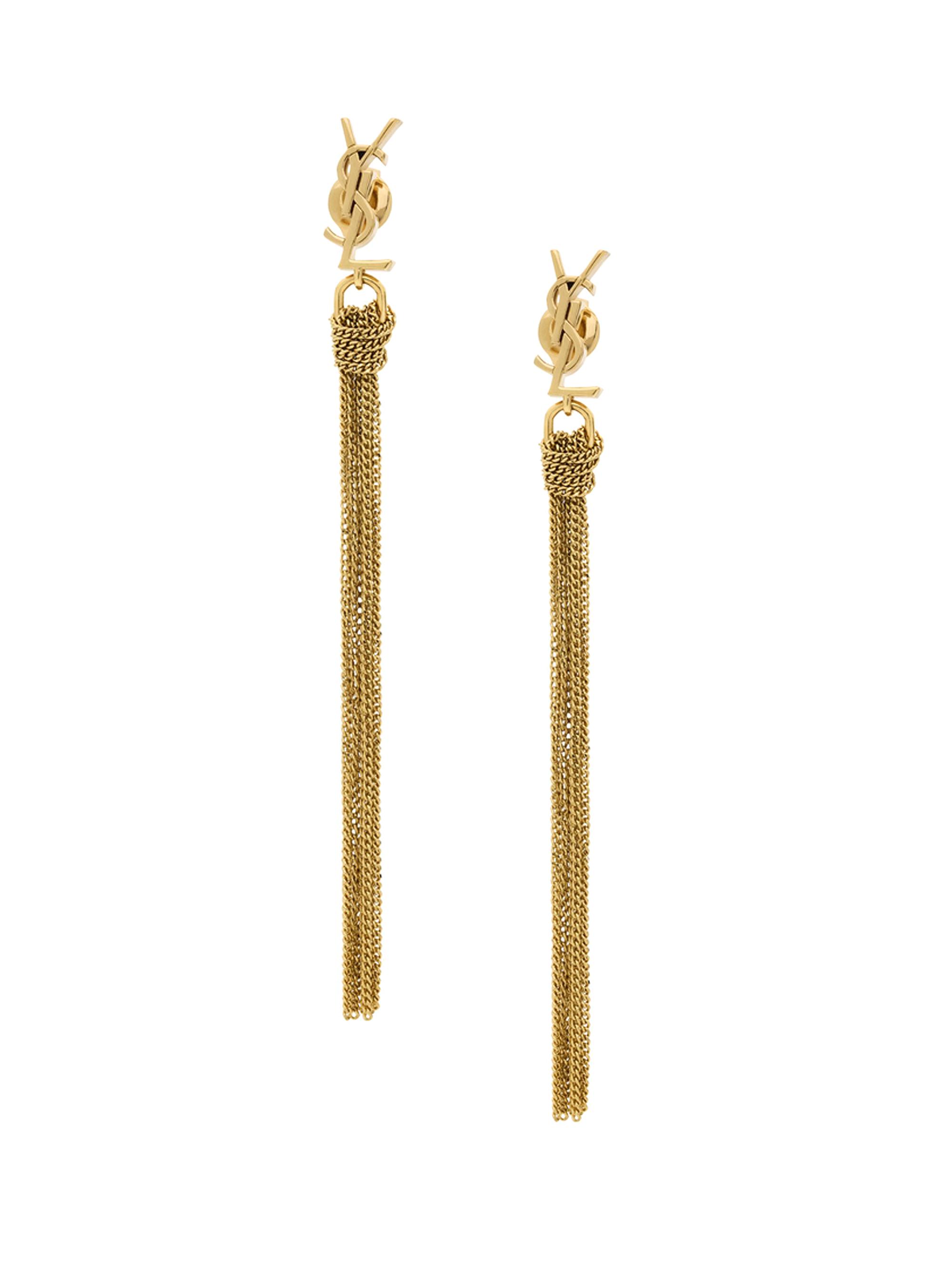Saint Laurent Women's Cassandre Tassel Earrings in Metal - Gold
