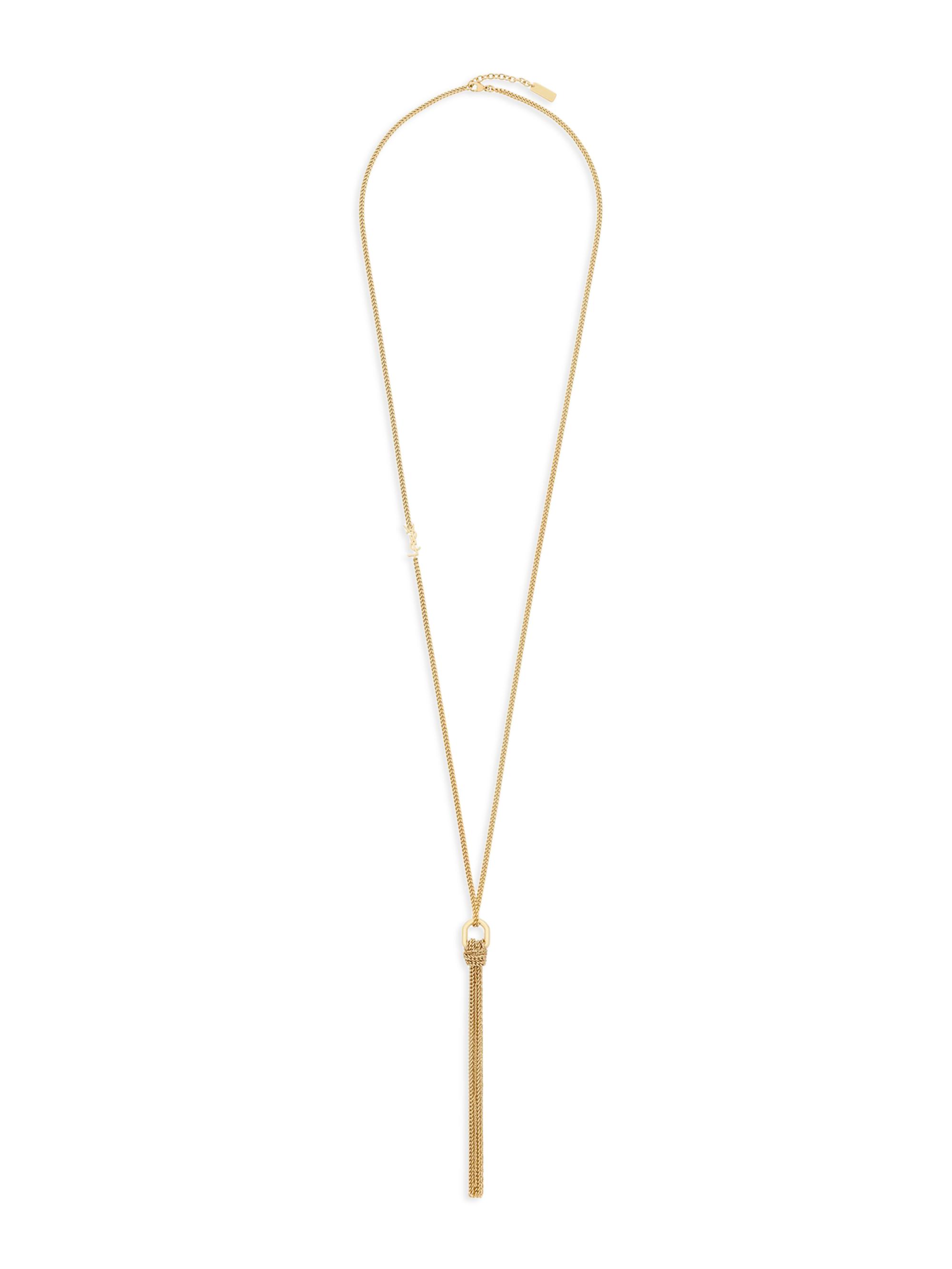 SAINT LAURENT ゴールドメダリオンネックレス Saint Laurent Cassandre Tassel Necklace in Metal | Saks Fifth Avenue