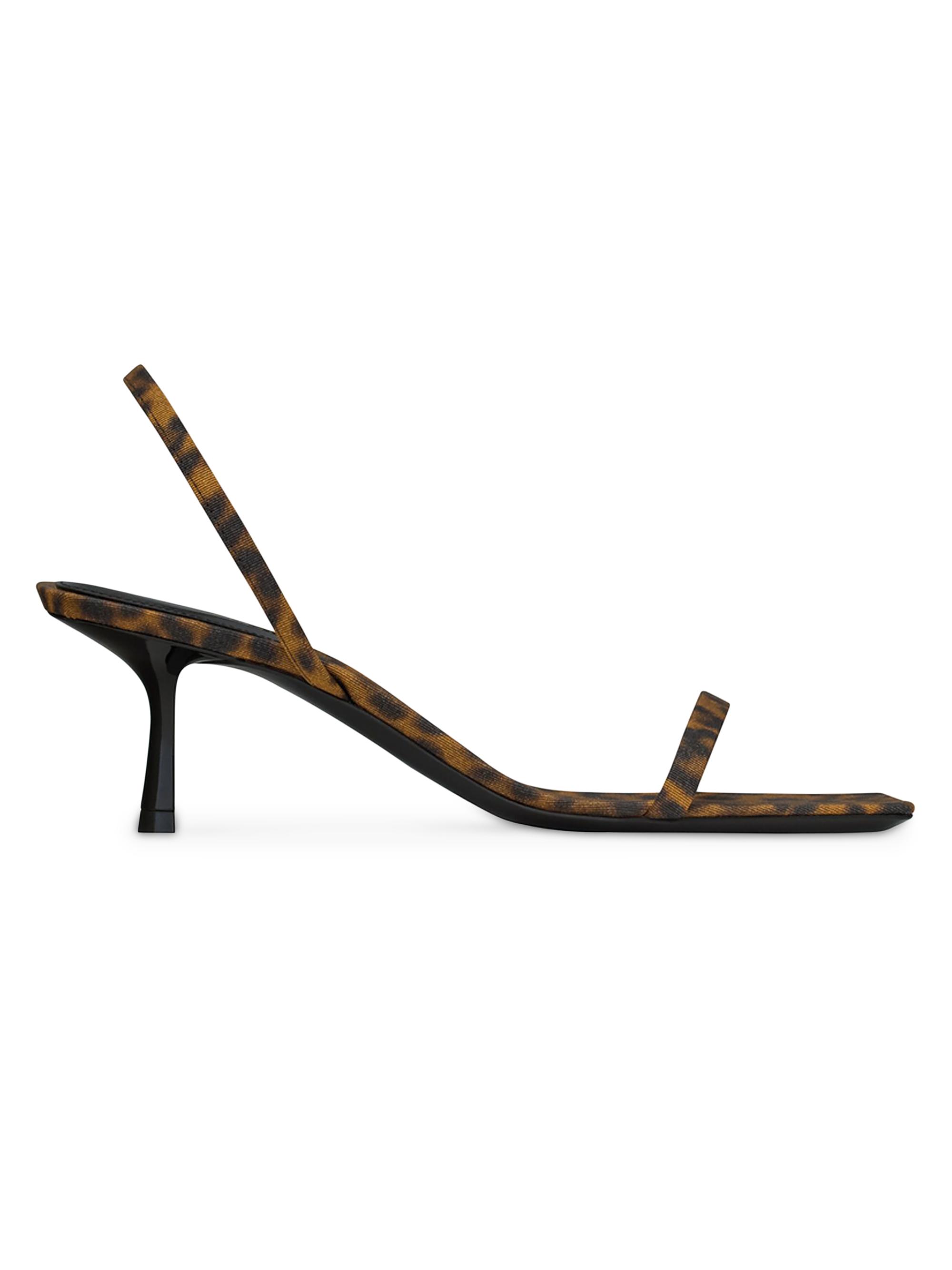 Saint Laurent Women's Jaspe Sandals in Leopard Grosgrain - Brown Black