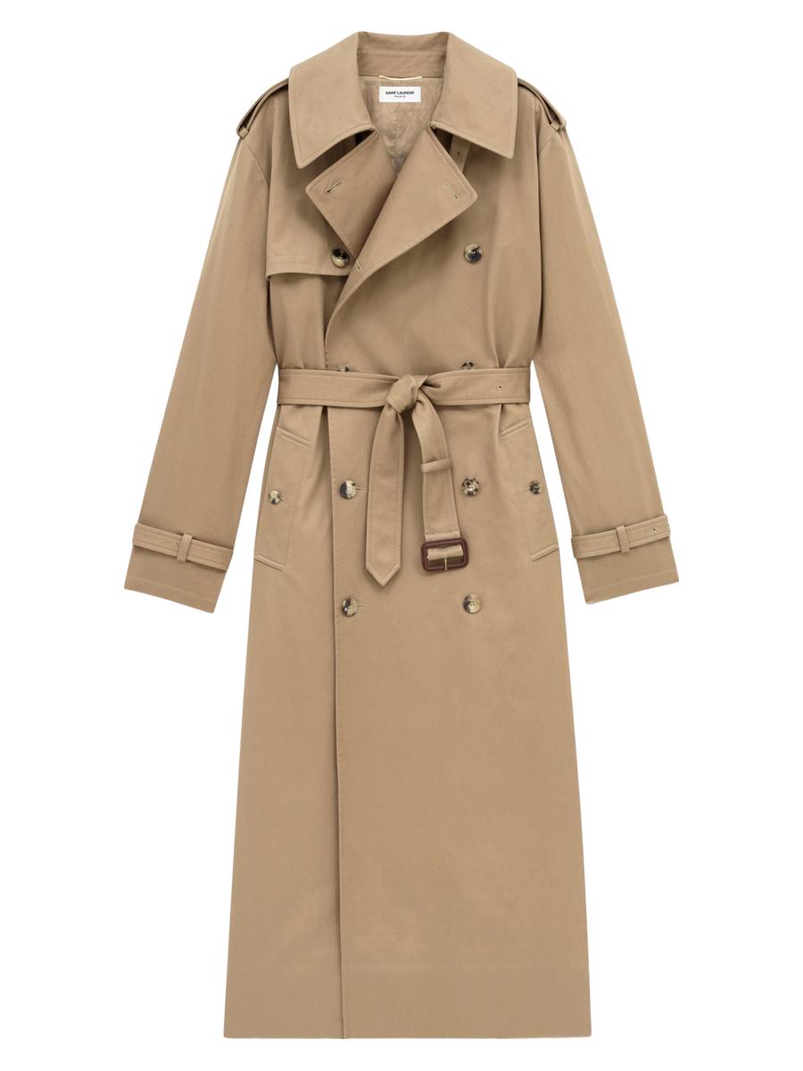 【関税＆送料込み】Saint Laurent Coats Saint Laurent Trench Coat in Cotton Serge | Saks Fifth Avenue