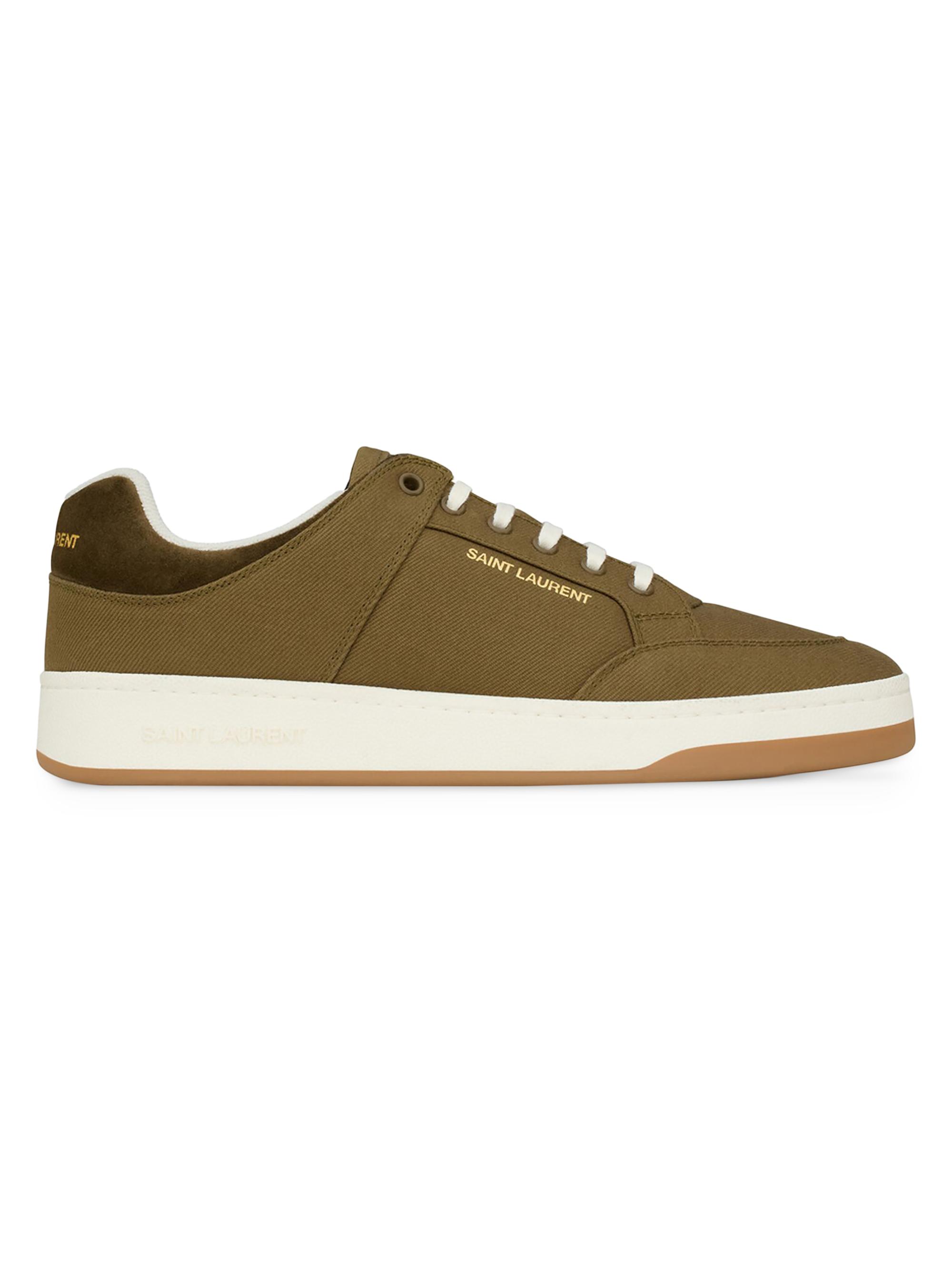 Saint Laurent Men's SL-61 Low-Top Sneakers in Gabardine - Military Green