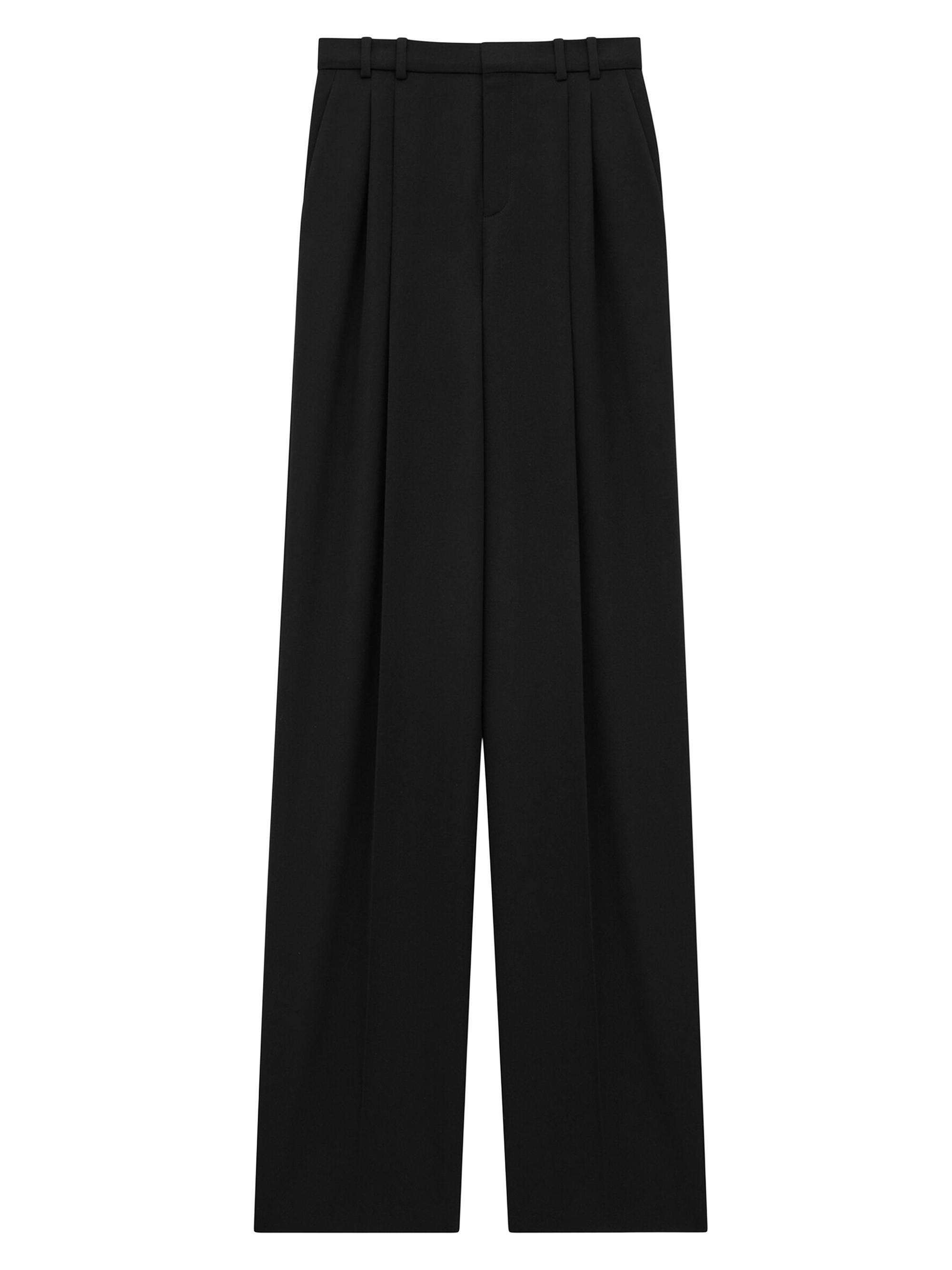Saint Laurent Women's Wide-Leg Pants in Grain De Poudre - Black