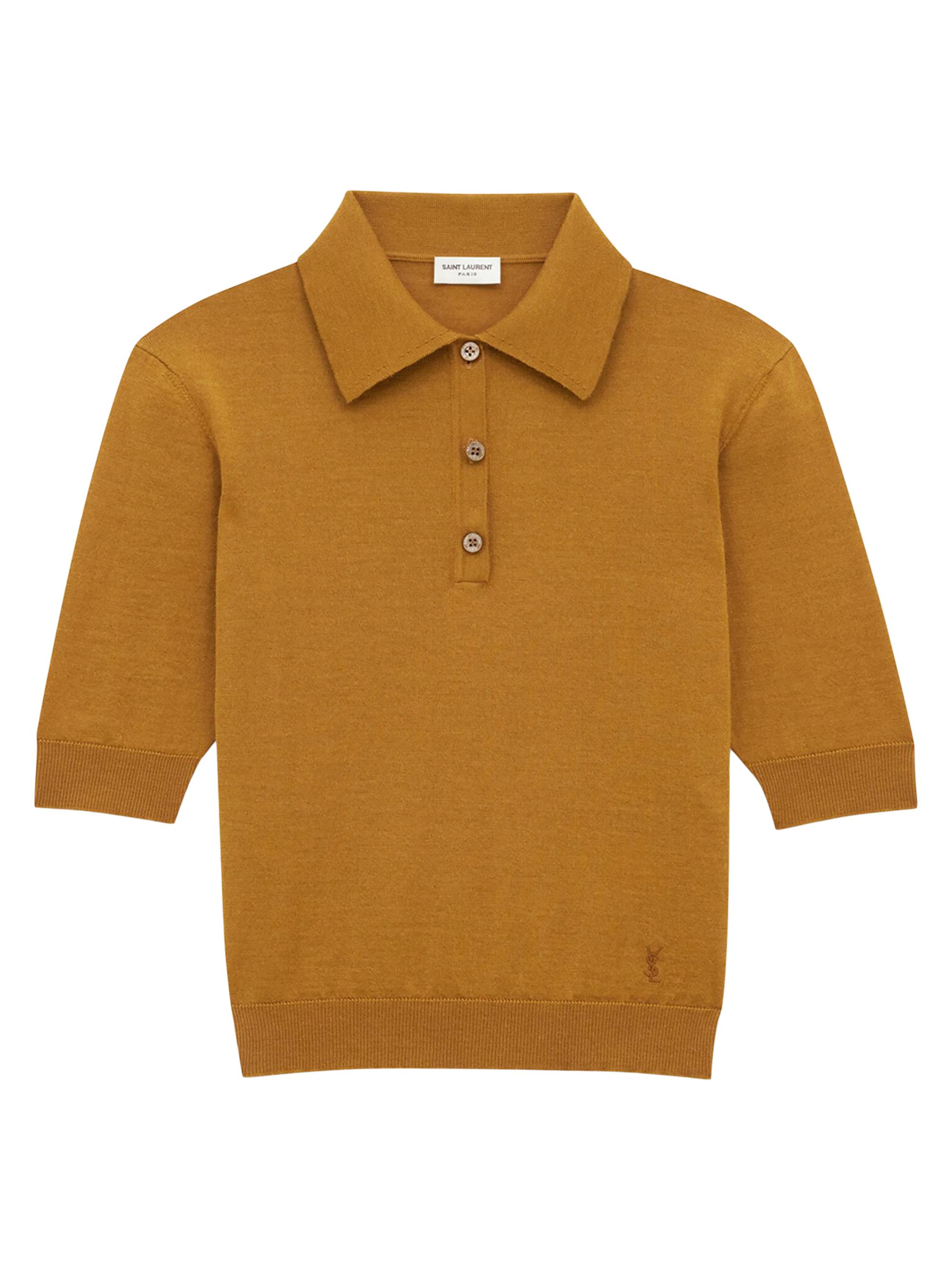 Saint Laurent Women's Cassandre Polo Shirt in Cashmere, Wool, and Silk - Black