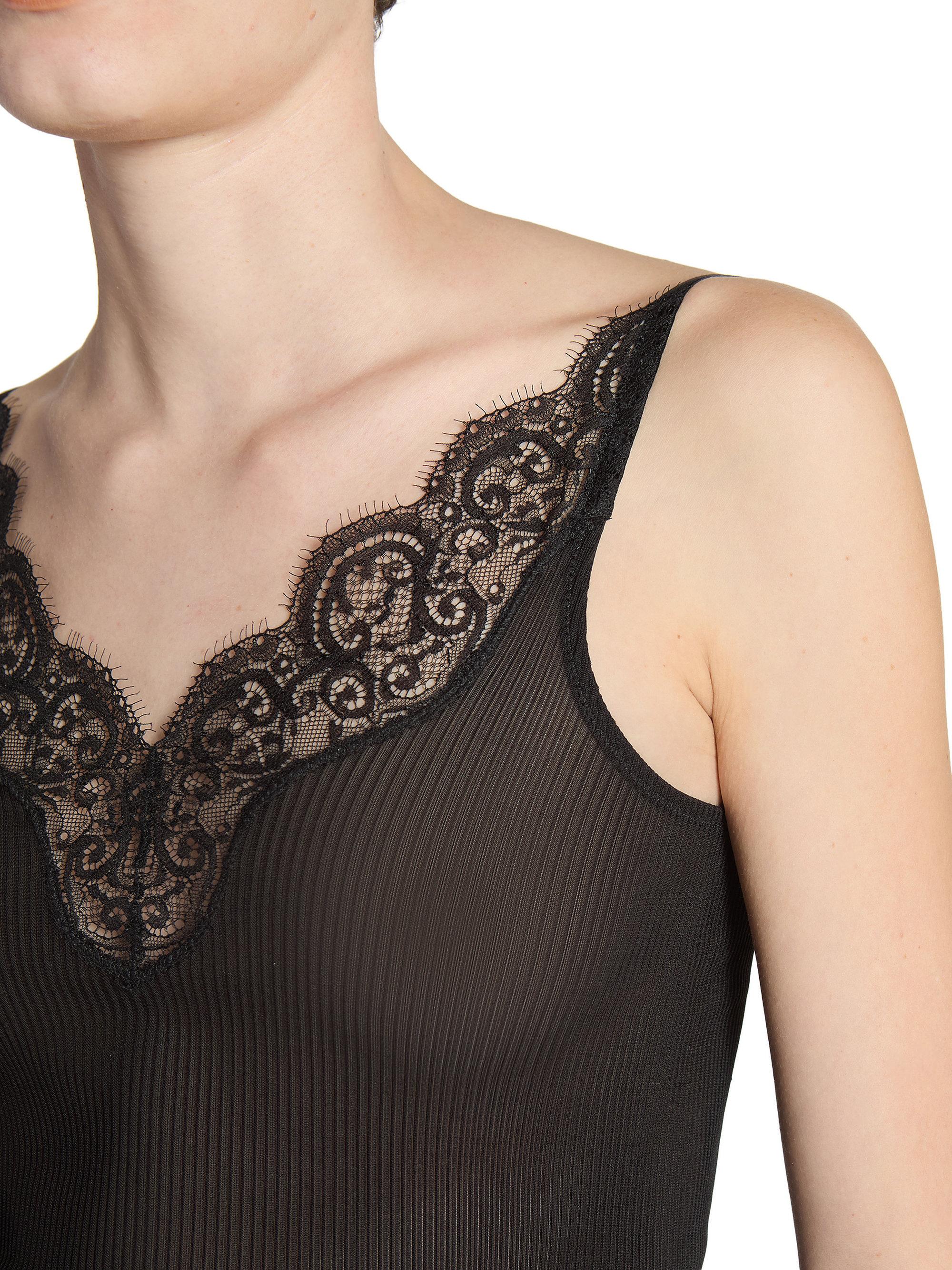 Saint Laurent Laced Tank Top in Ribbed Silk Jersey | Saks