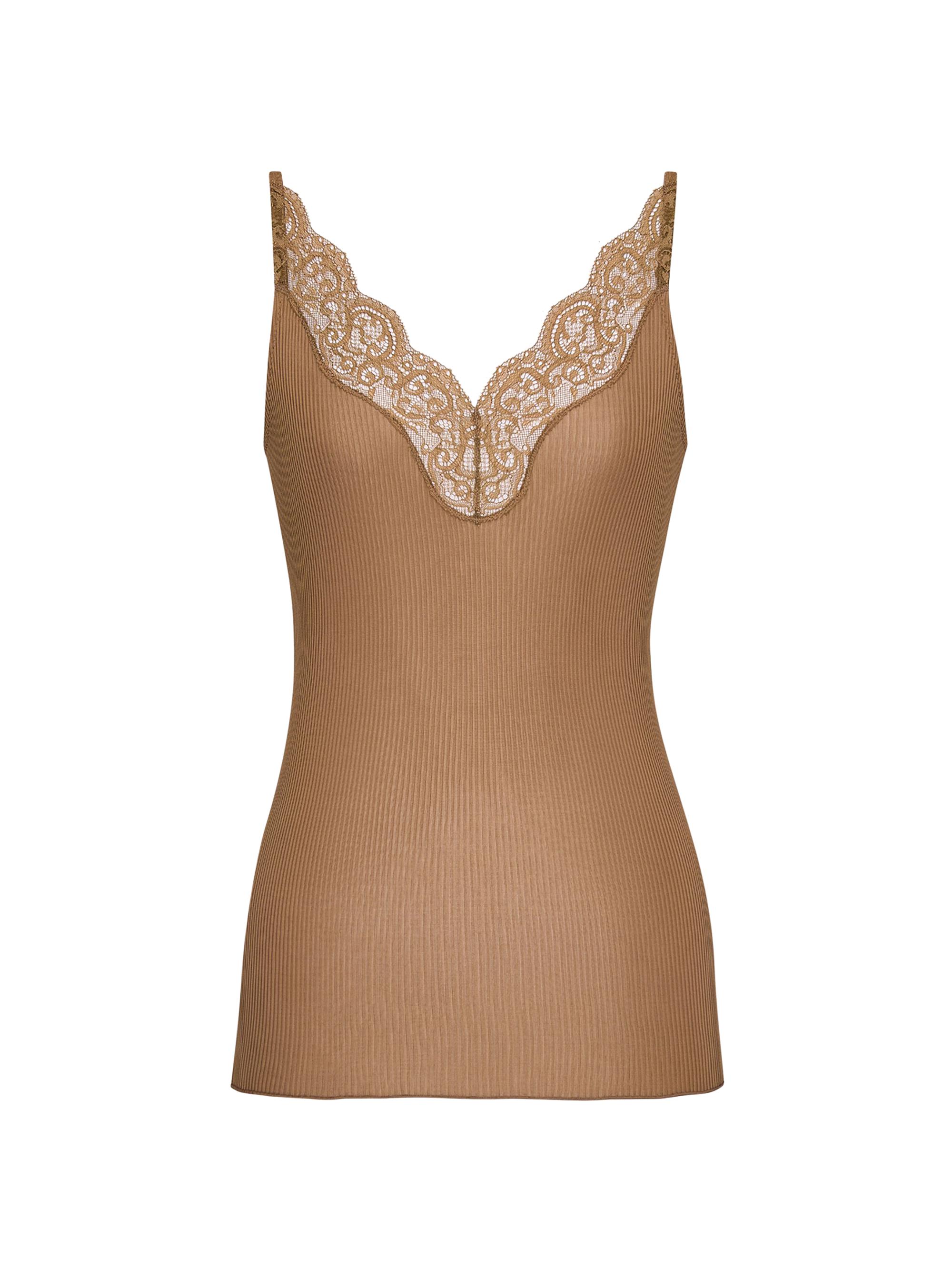 Saint Laurent Women's Laced Tank Top in Ribbed Silk Jersey - Black