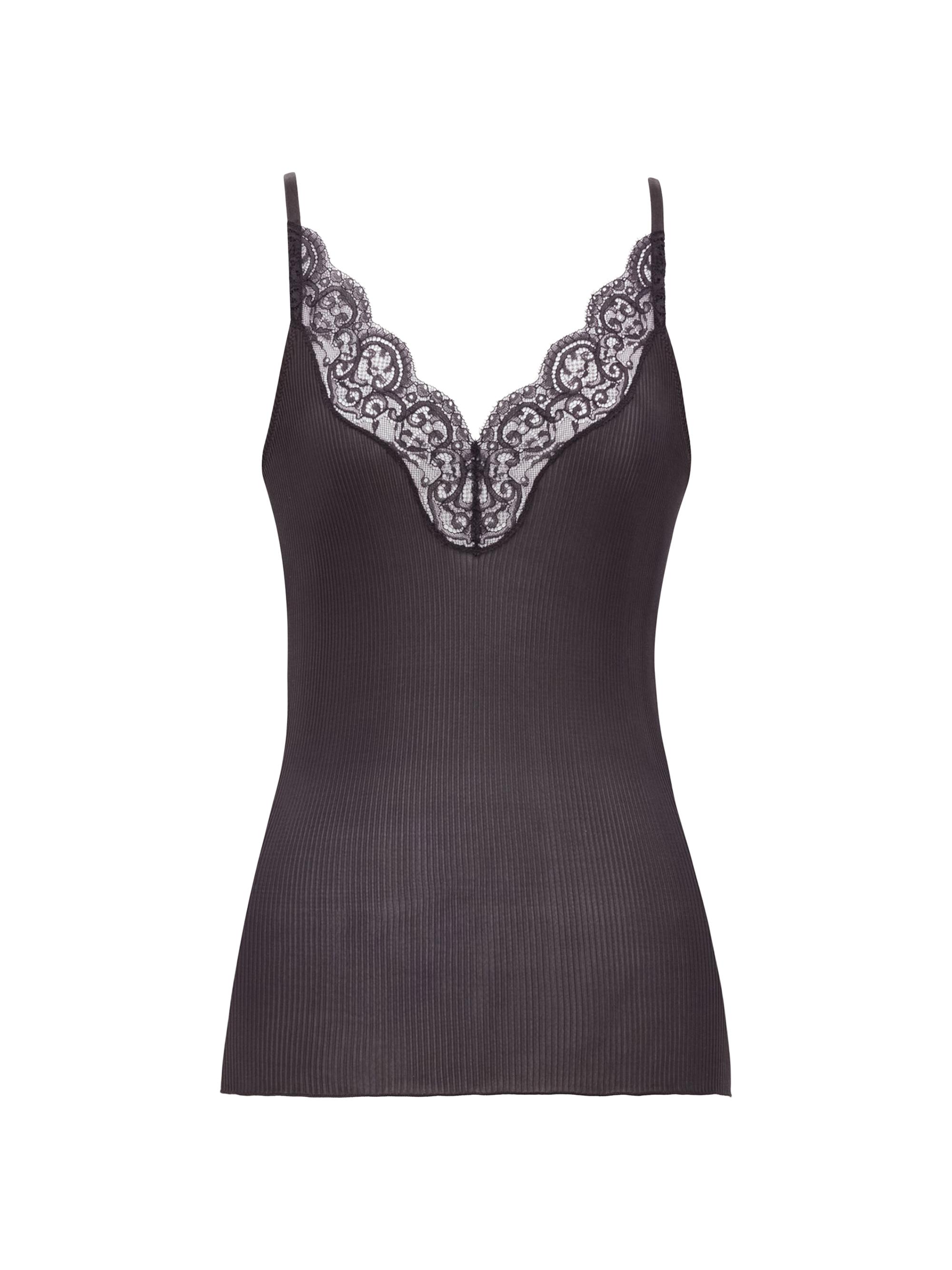 Saint Laurent Lace Tank Top in Ribbed Silk Jersey | Saks Fifth Avenue