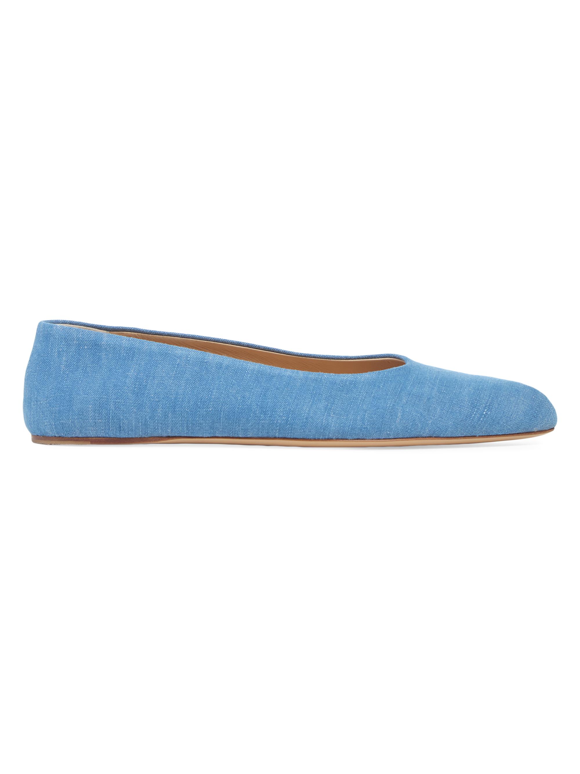 Gabriela Hearst Women's Andre Cotton & Linen Ballerina Flats - Light Blue Denim