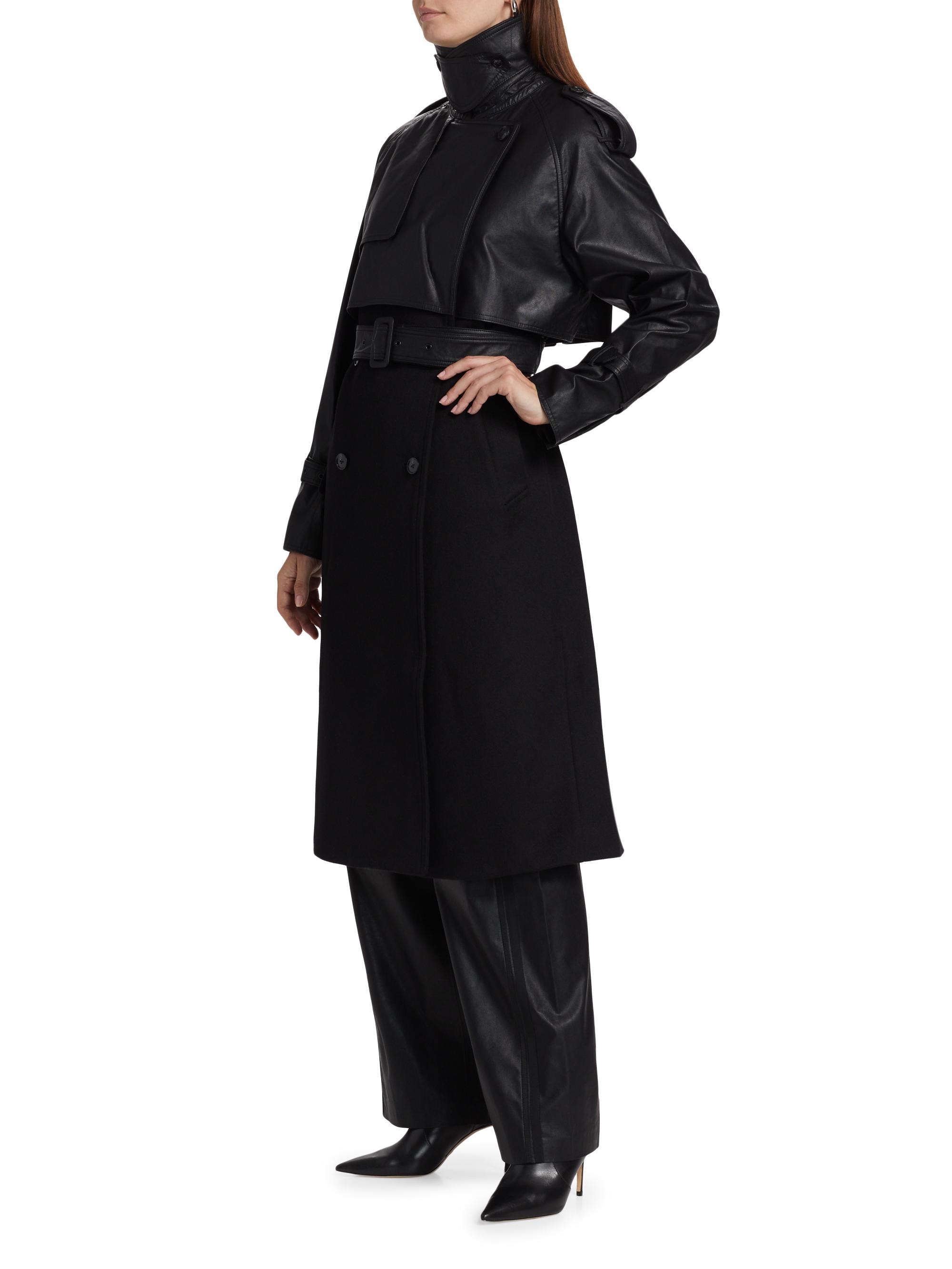 Kobi Halperin Thalia Faux Leather & Wool Trench | Saks Fifth Avenue