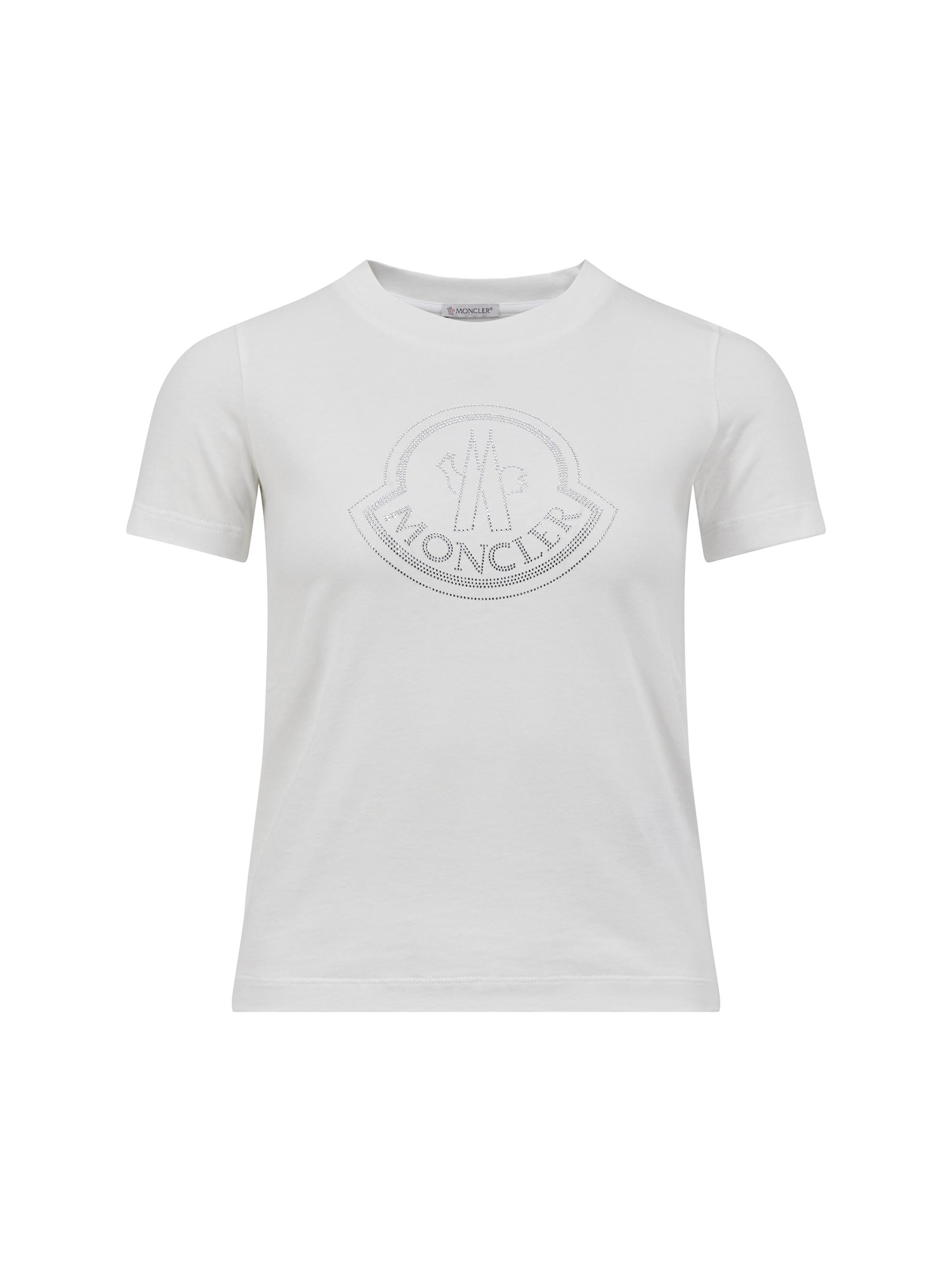 Moncler Women's Cotton Metallic Print Logo T-Shirt - Off White