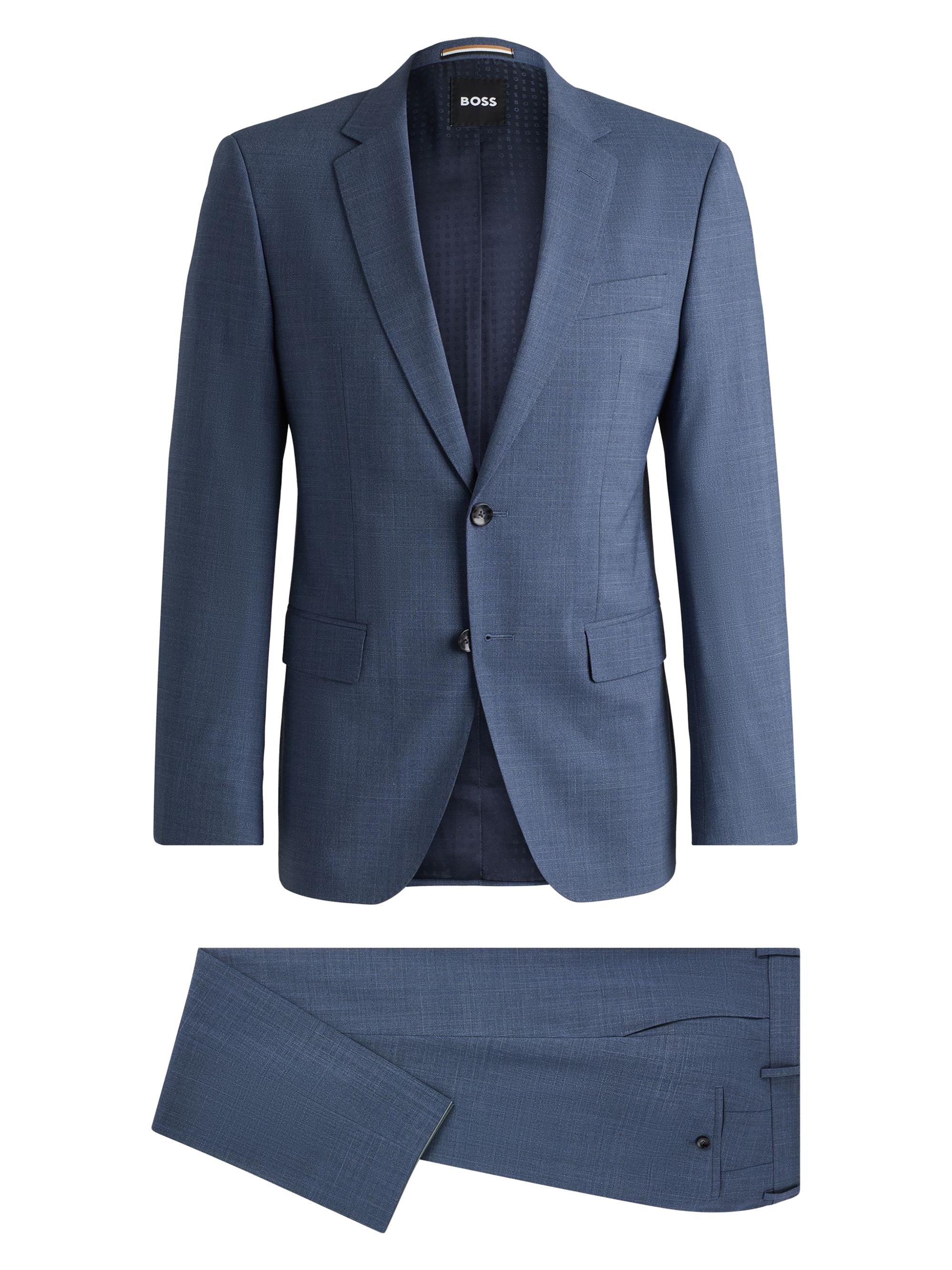 BOSS Men's Slim-Fit Suit in Patterned Stretch Cloth - Blue