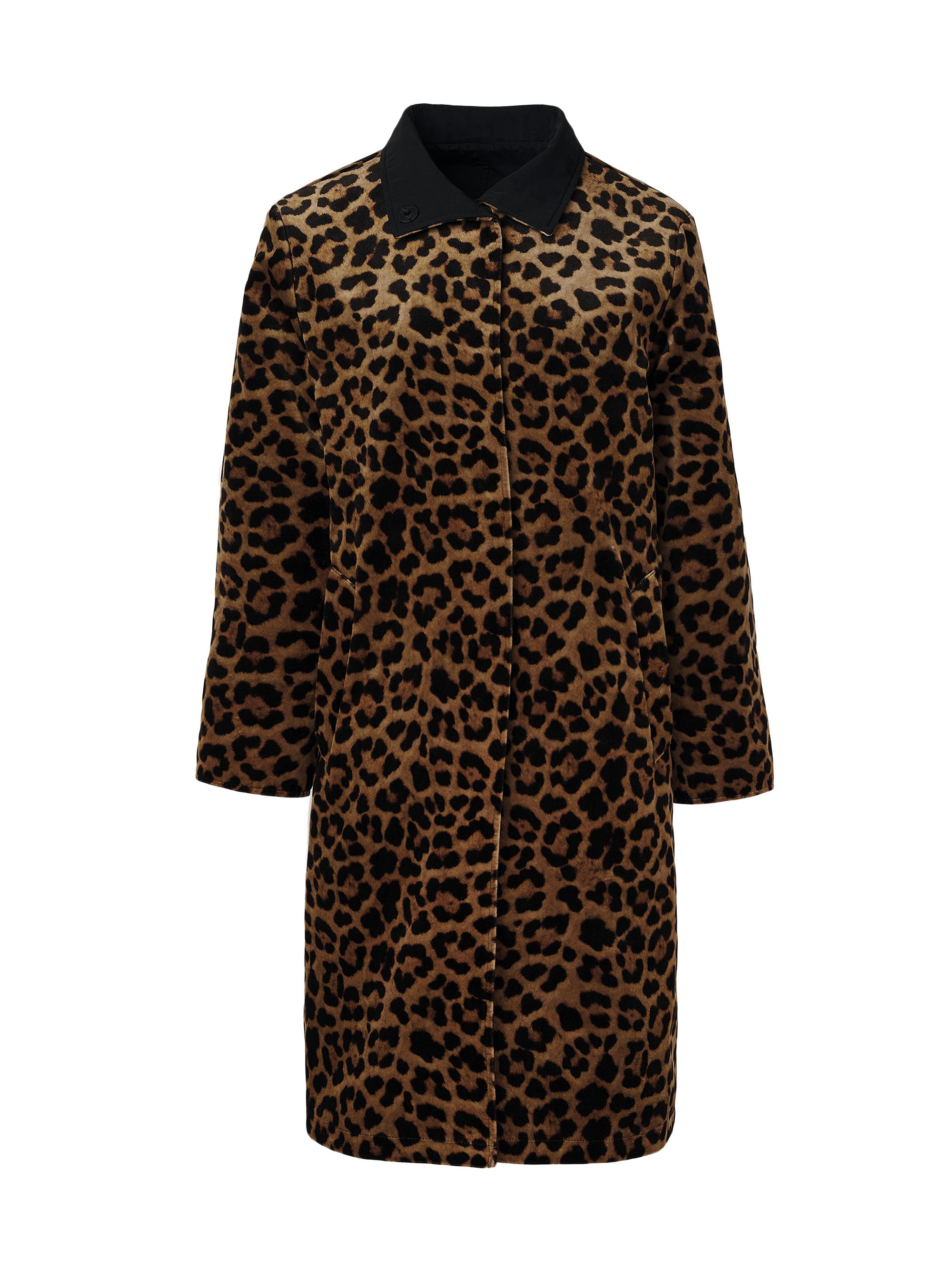 Jane Post Women's Leopard Reversible Button-Front Coat - Black